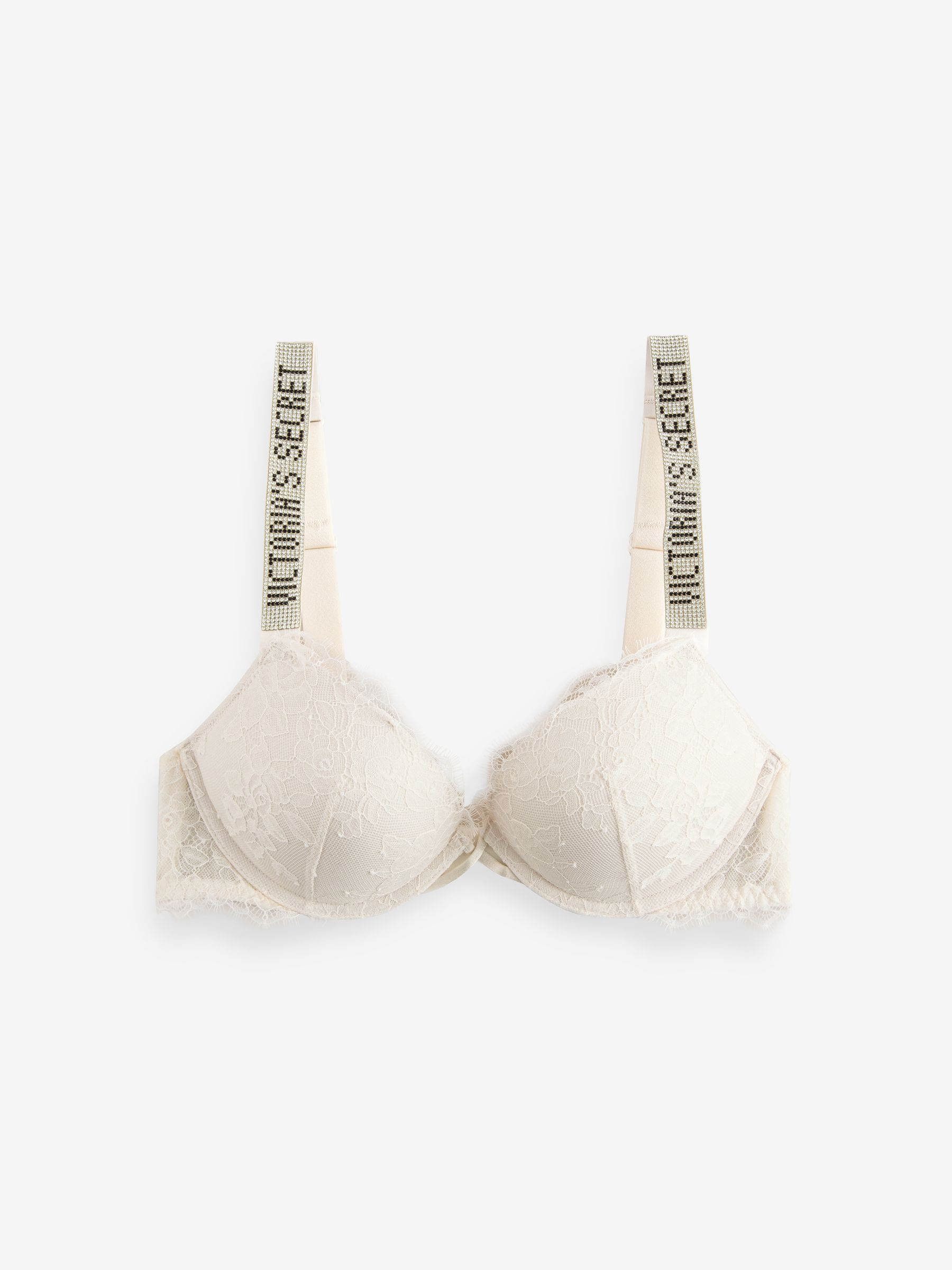 Coconut White Add 2 Cups Push Up Lace Shine Strap Bombshell Bra - Image 1 of 3