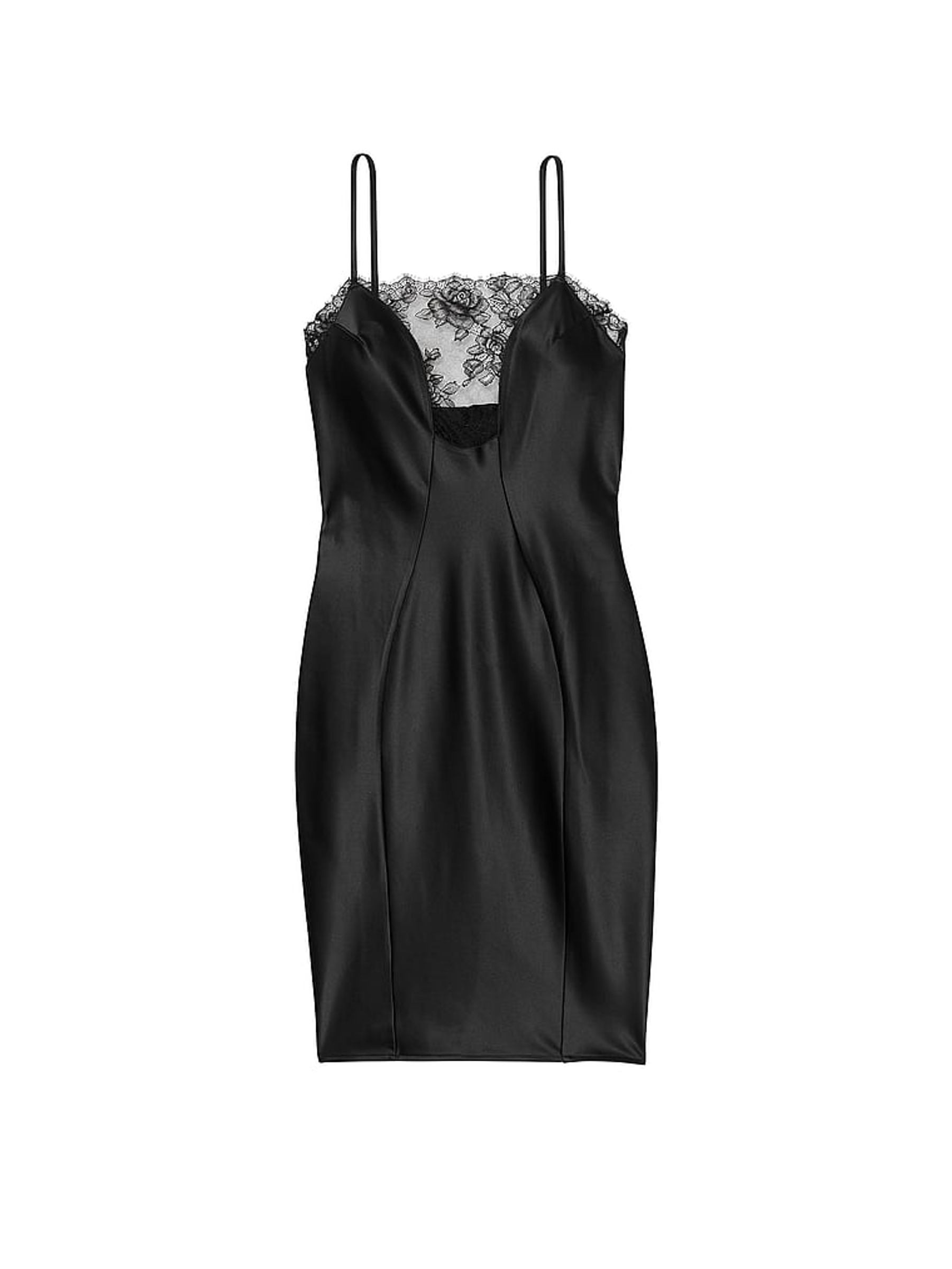 Black Satin Rose Lace Dress - Image 3 of 3