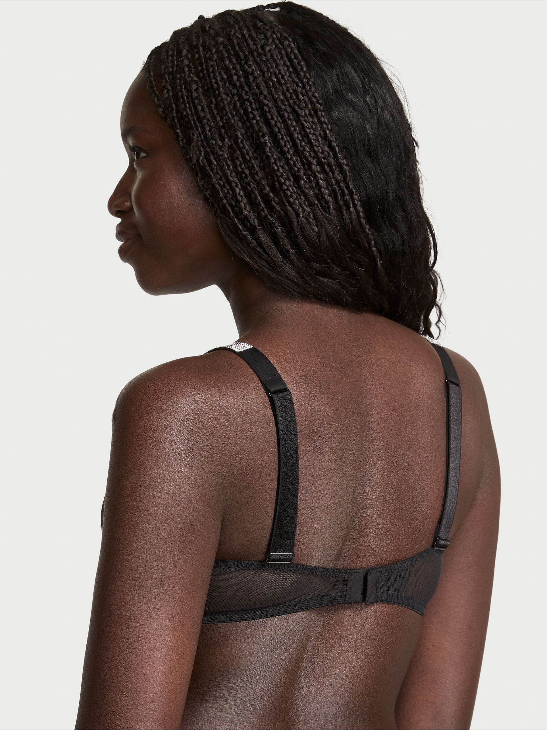 Black Lightly Lined Demi Shine Strap Lace Bra - Image 2 of 3