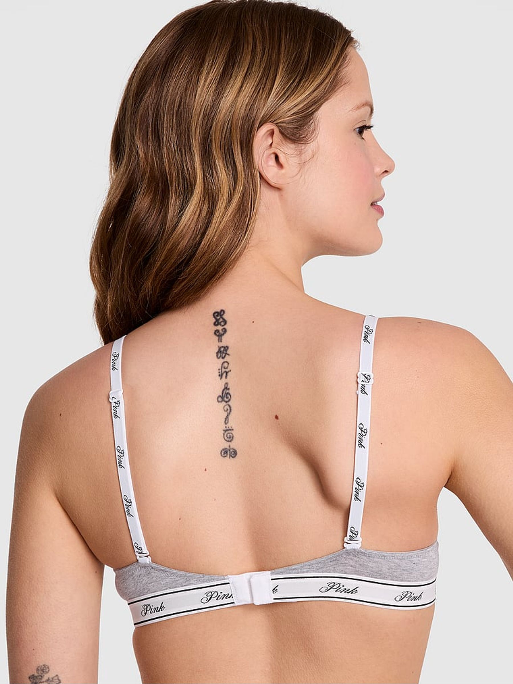 Grey Heather Super Push Up Cotton Logo Bra - Image 2 of 3