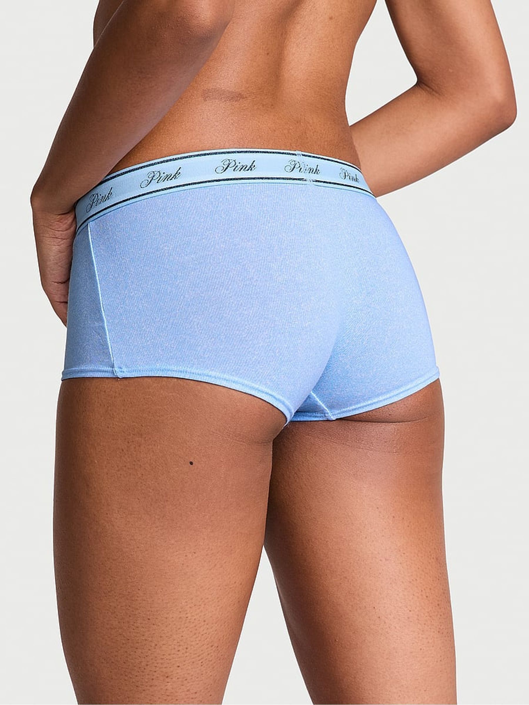Dark Blue Denim Print Short Cotton Logo Knickers - Image 2 of 3