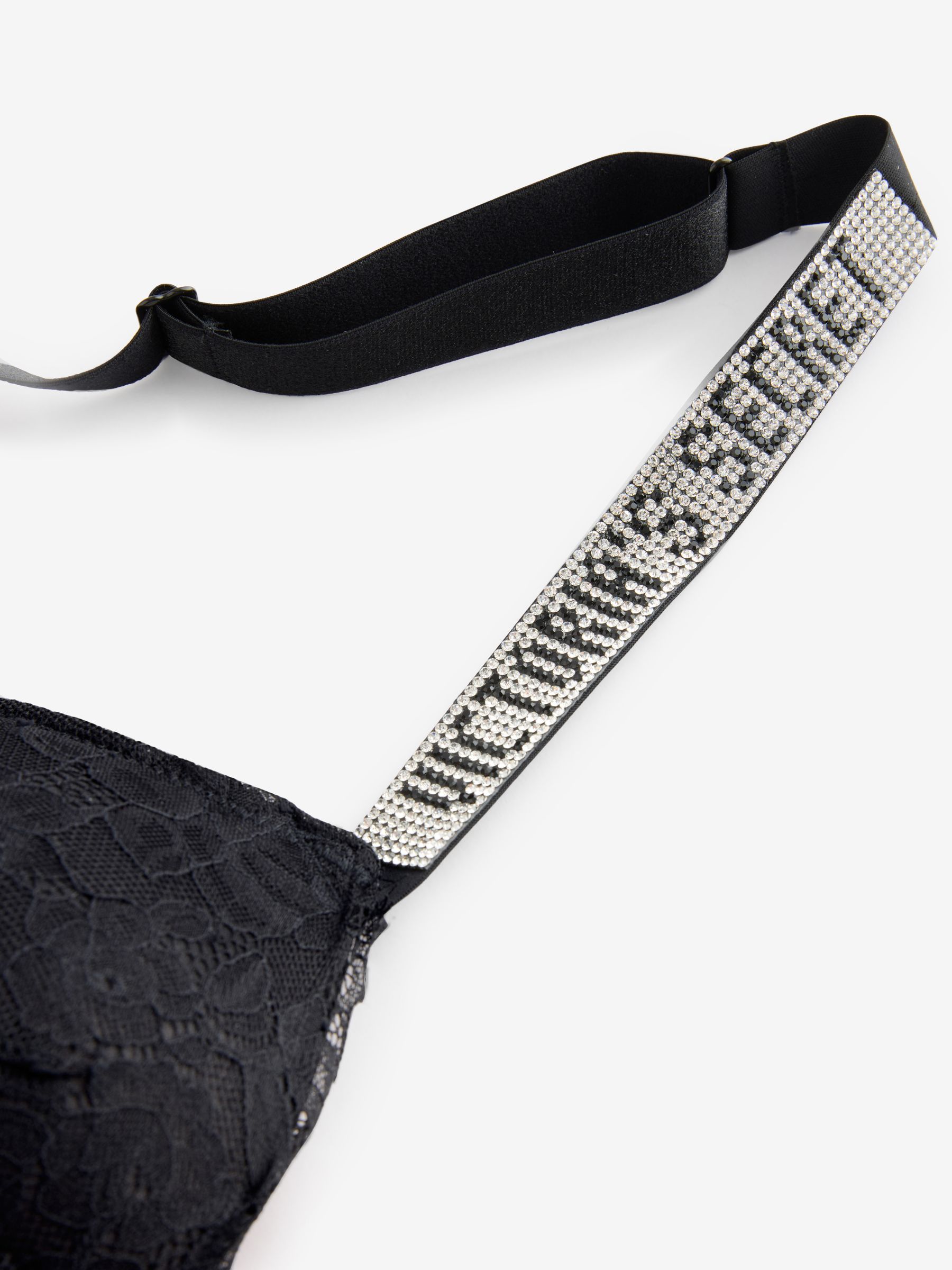 Black Add 2 Cups Push Up Lace Shine Strap Bombshell Bra - Image 3 of 3