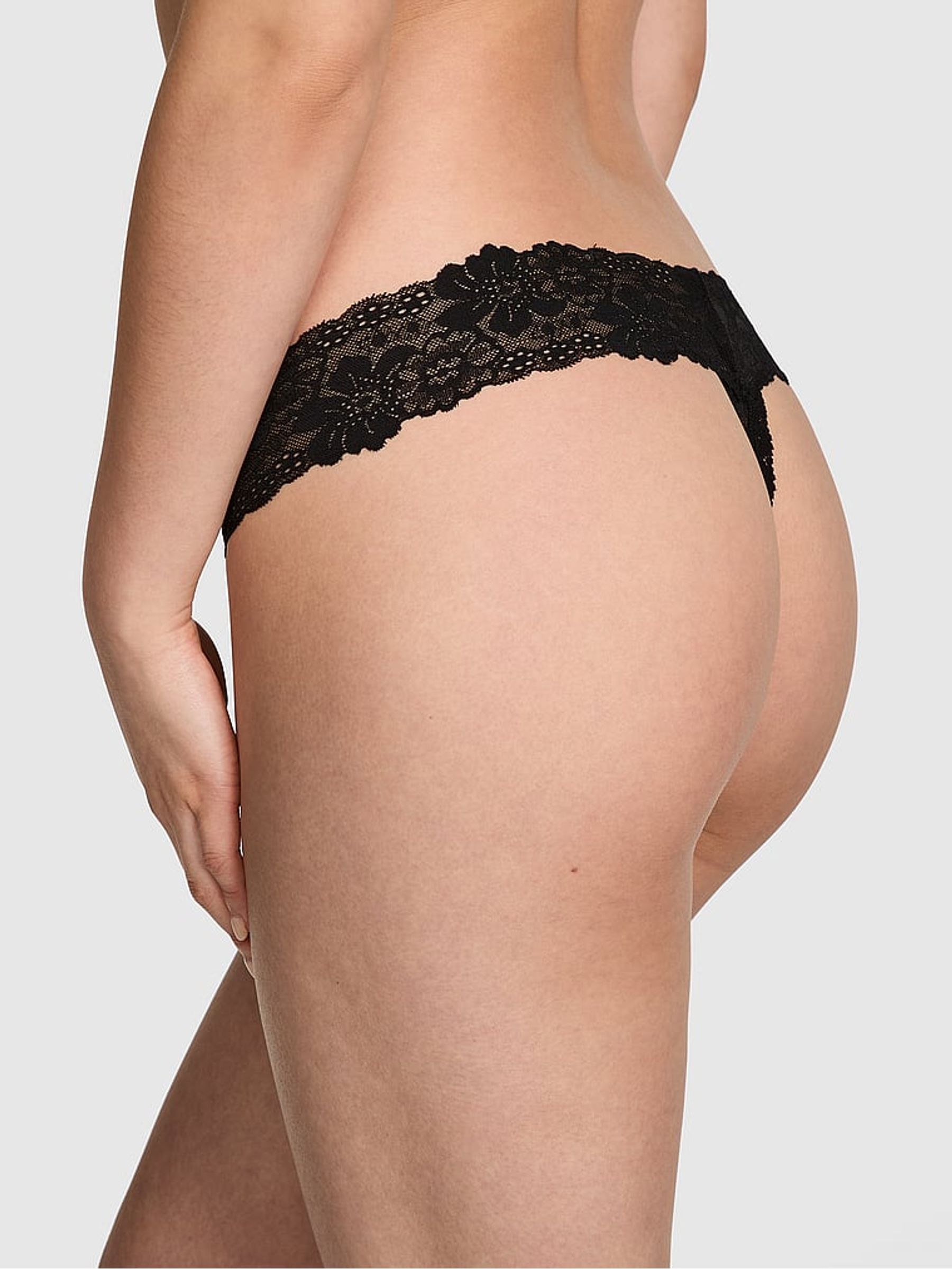 Black Lace Thong Knickers - Image 2 of 3