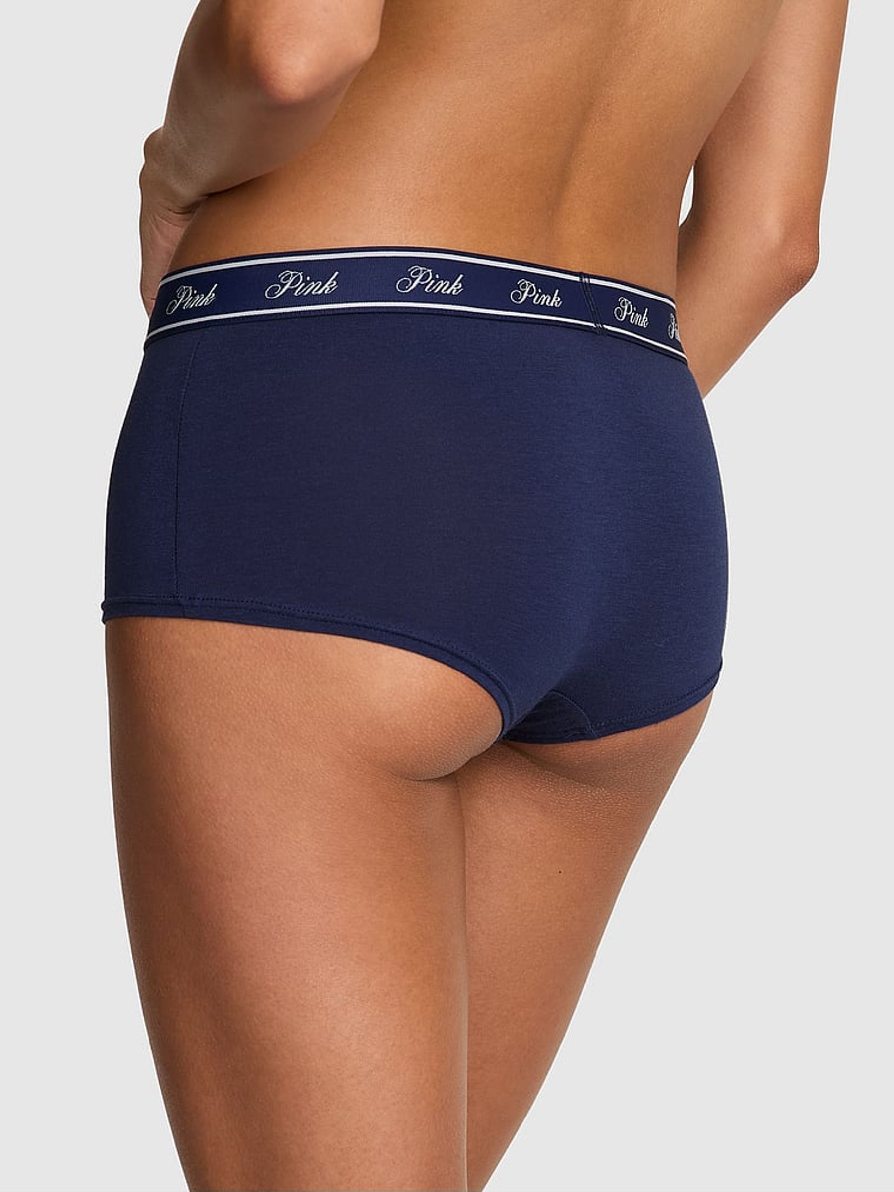 Midnight Navy Blue Short Cotton Logo Knickers - Image 2 of 3