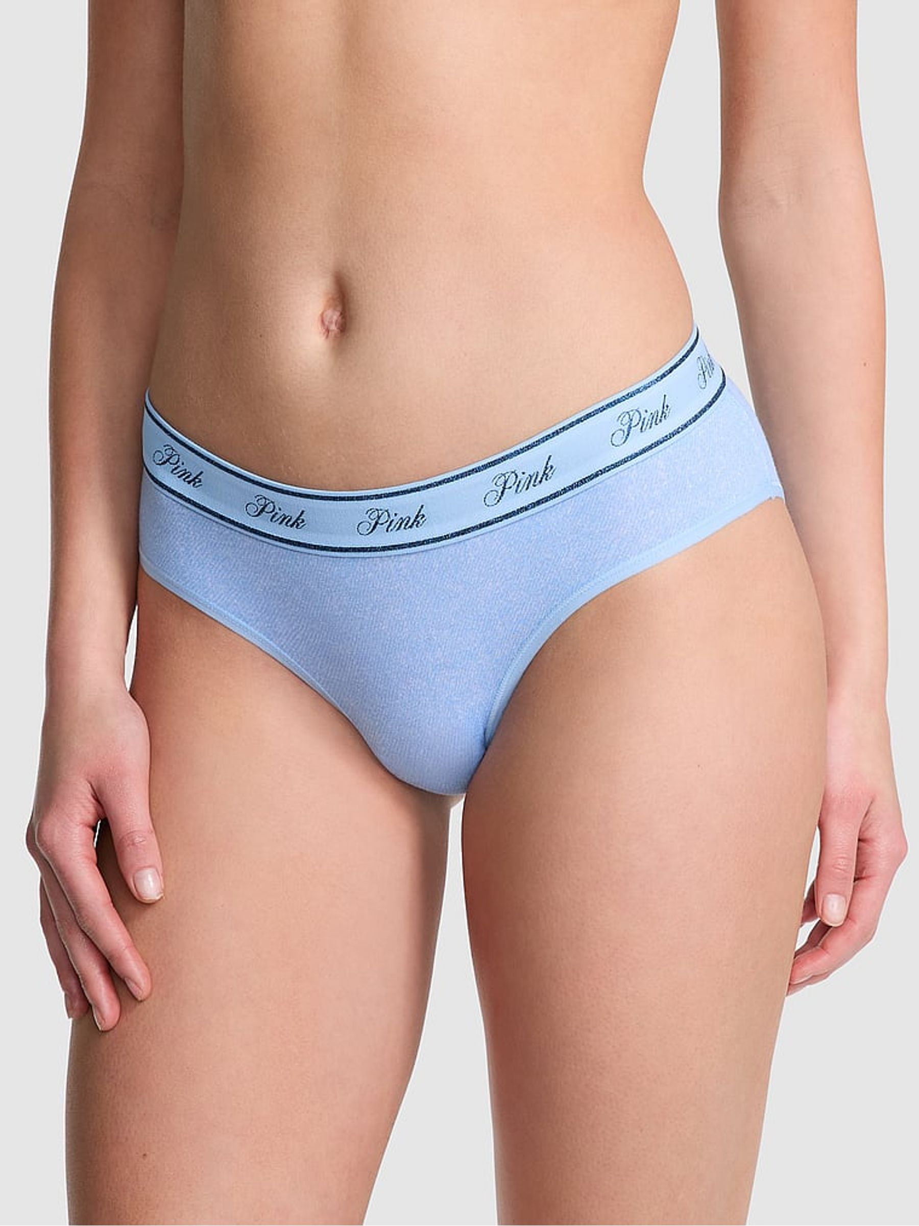 Light Blue Denim Print Hipster Cotton Logo Knickers - Image 1 of 2