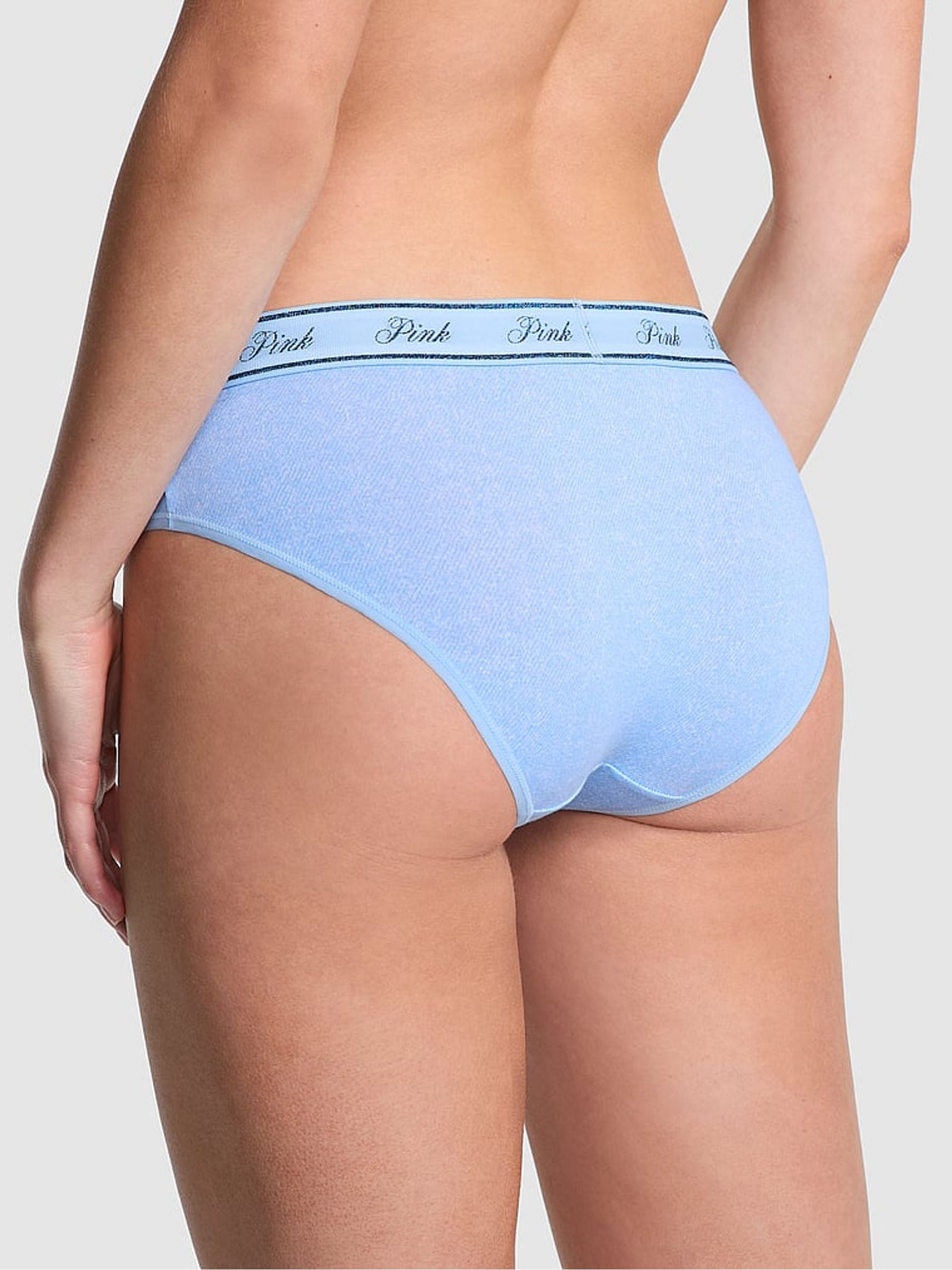 Light Blue Denim Print Hipster Cotton Logo Knickers - Image 2 of 2