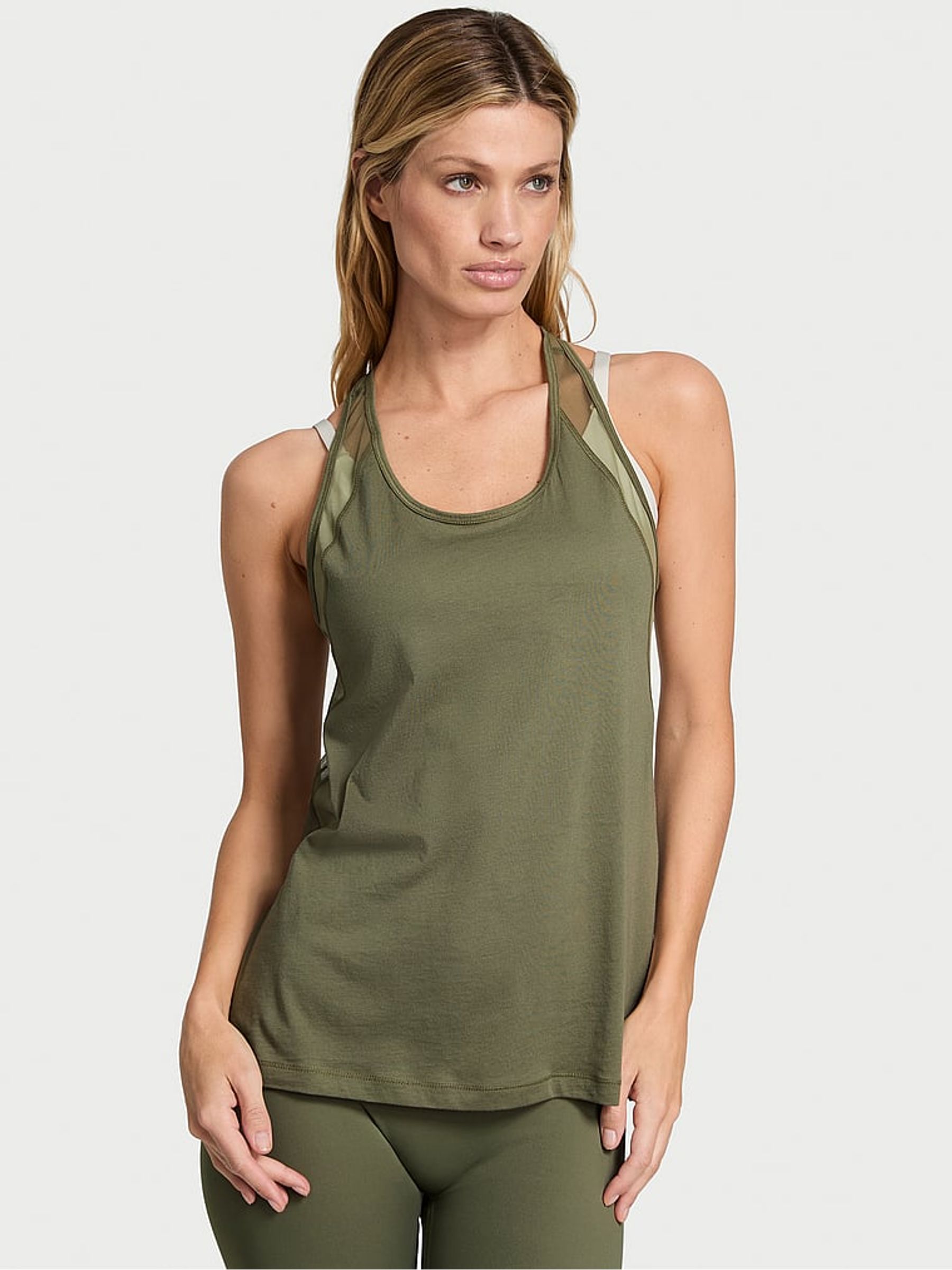 Desert Cactus Green Racerback Mesh Tank Top - Image 1 of 2