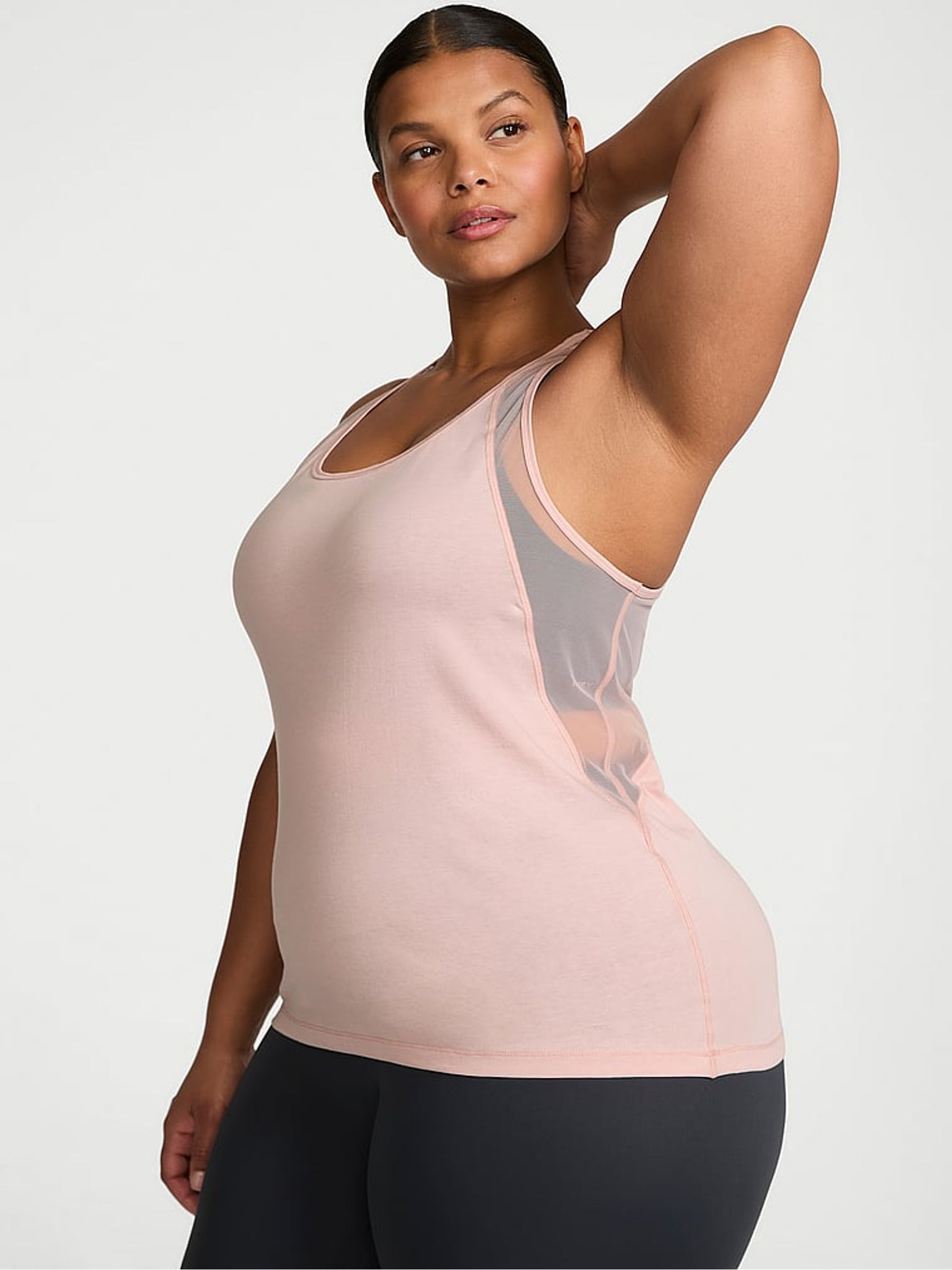 Bare Pink Racerback Mesh Tank Top - Image 1 of 2