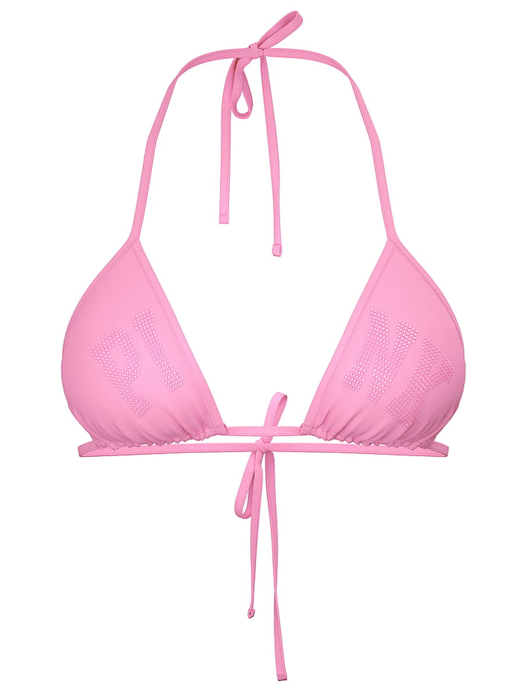 Pink Diamante Logo Triangle Terry Bikini Top - Image 3 of 3