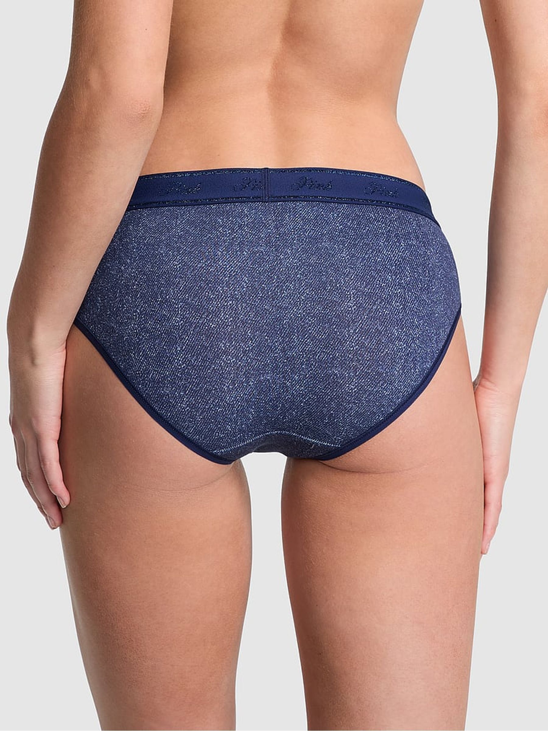 Dark Blue Denim Print Hipster Cotton Logo Knickers - Image 2 of 2