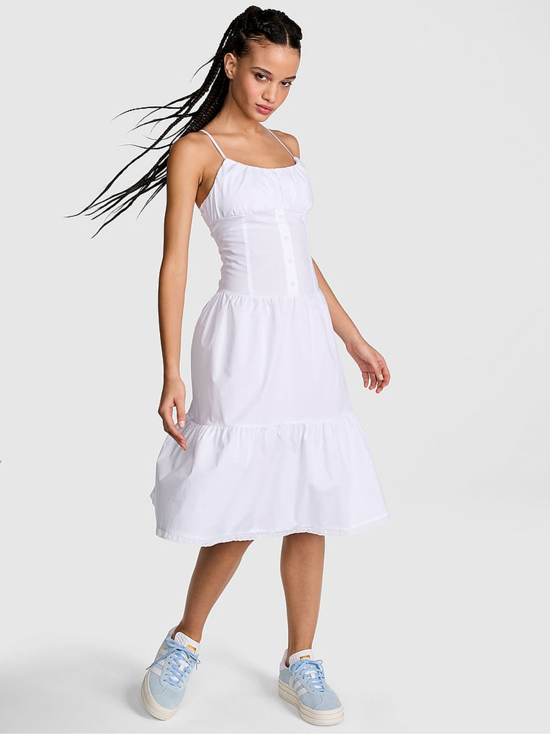 Bright White Prarie Poplin Midi Dress - Image 1 of 3
