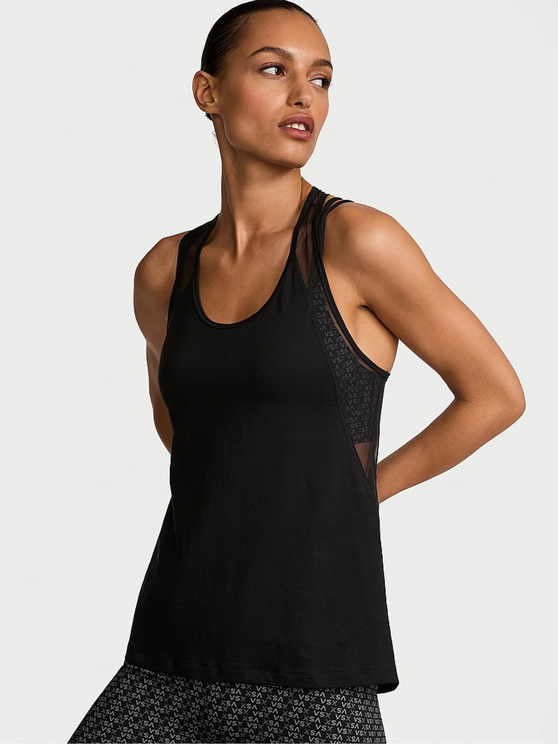 Black Racerback Mesh Tank Top - Image 1 of 2