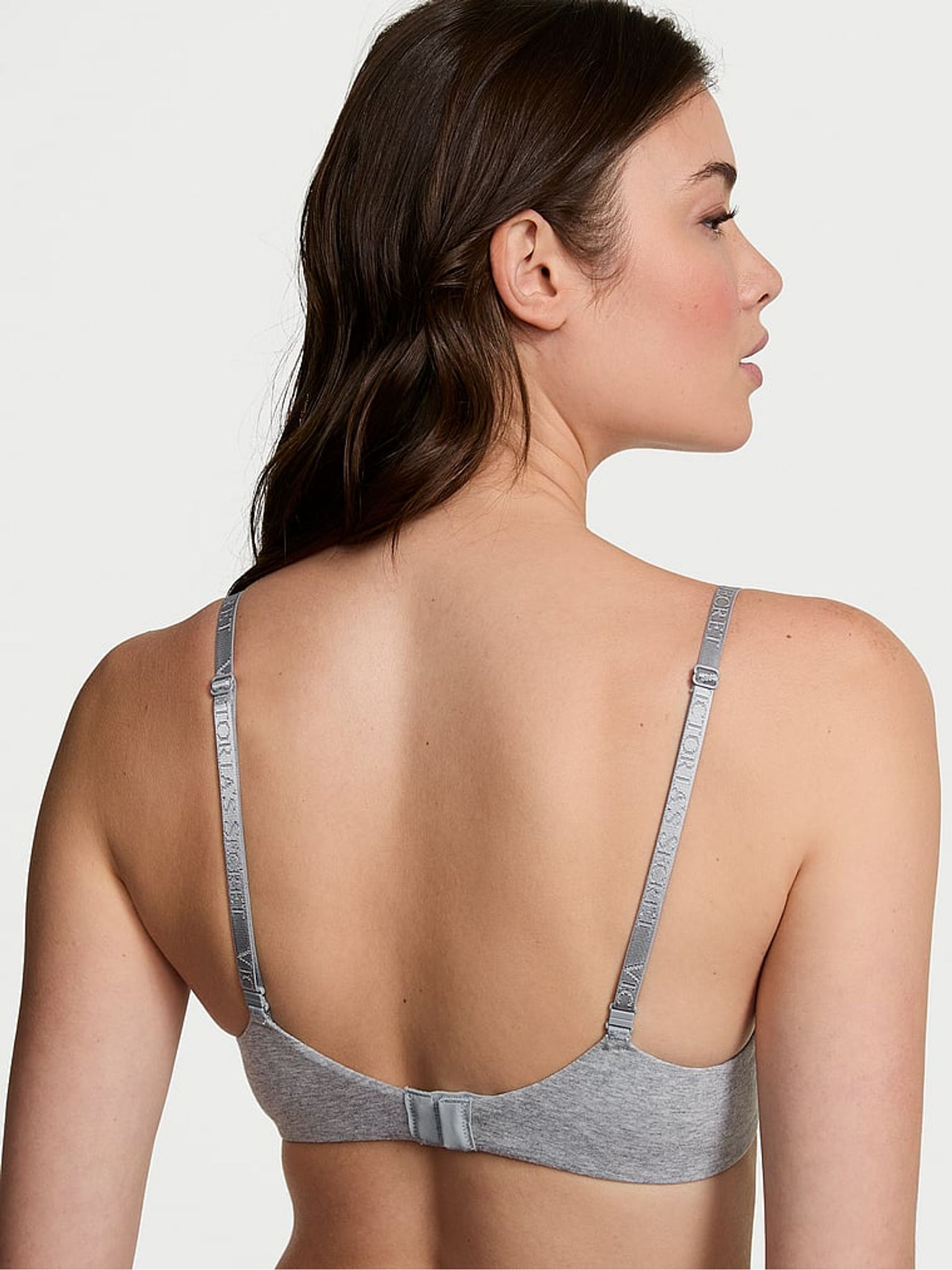 Heather Grey Full Cup Cotton Logo Bra - Image 2 of 3