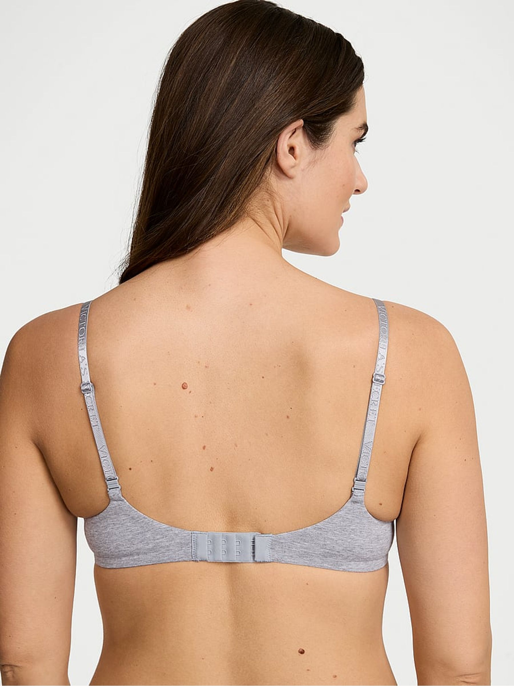 Grey Heather Non Wired Lightly Lined Cotton Logo Bra - Image 2 of 3