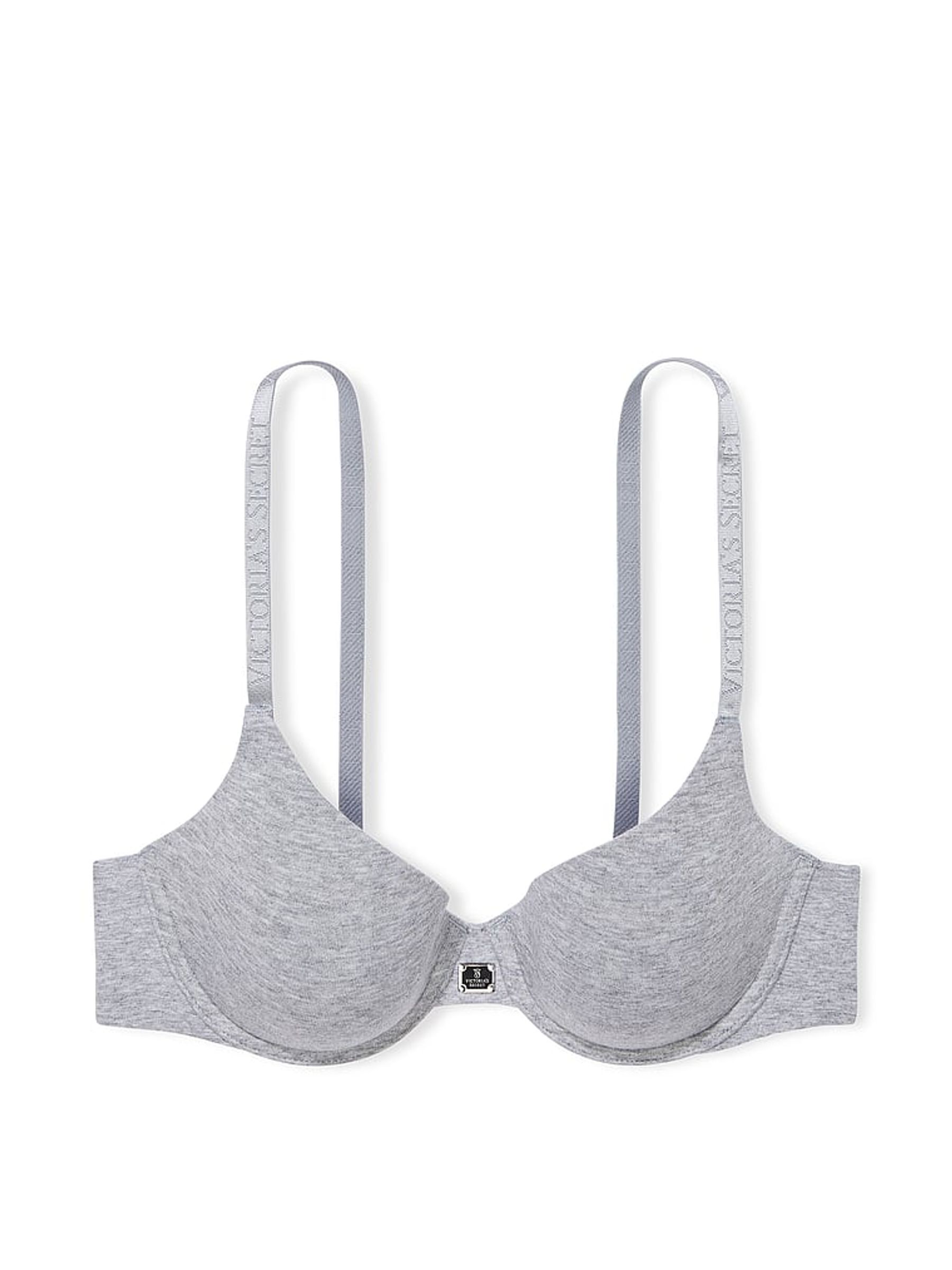 Heather Grey Lightly Lined Demi Cotton Logo Bra - Image 3 of 3