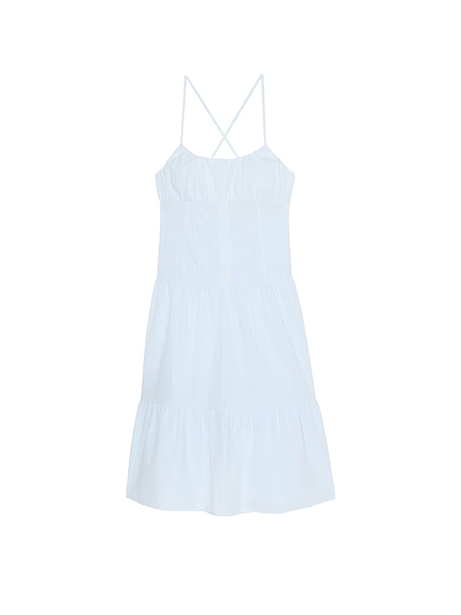 Pansy Stripe Blue Prarie Seersucker Midi Dress - Image 3 of 3