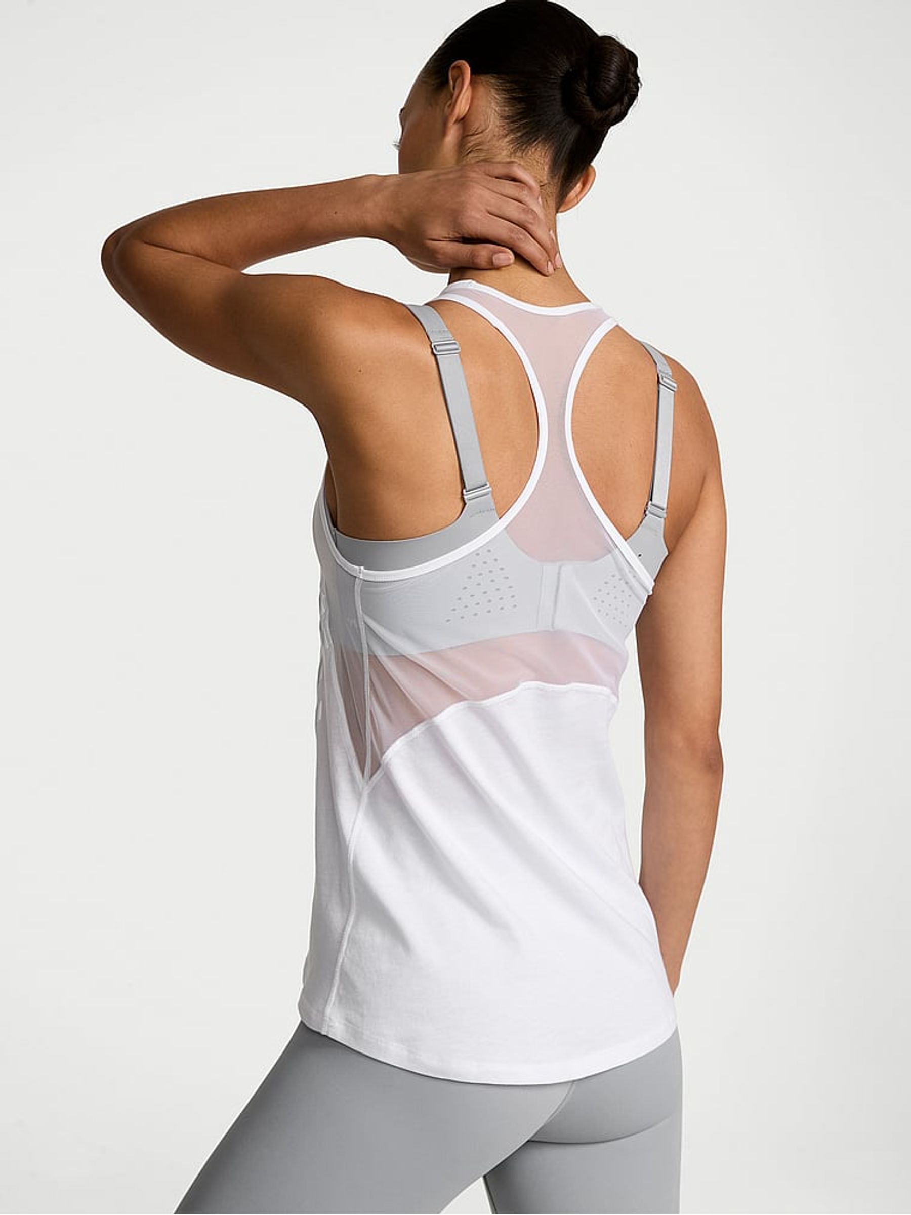 Graphic White Racerback Mesh Tank Top - Image 2 of 2