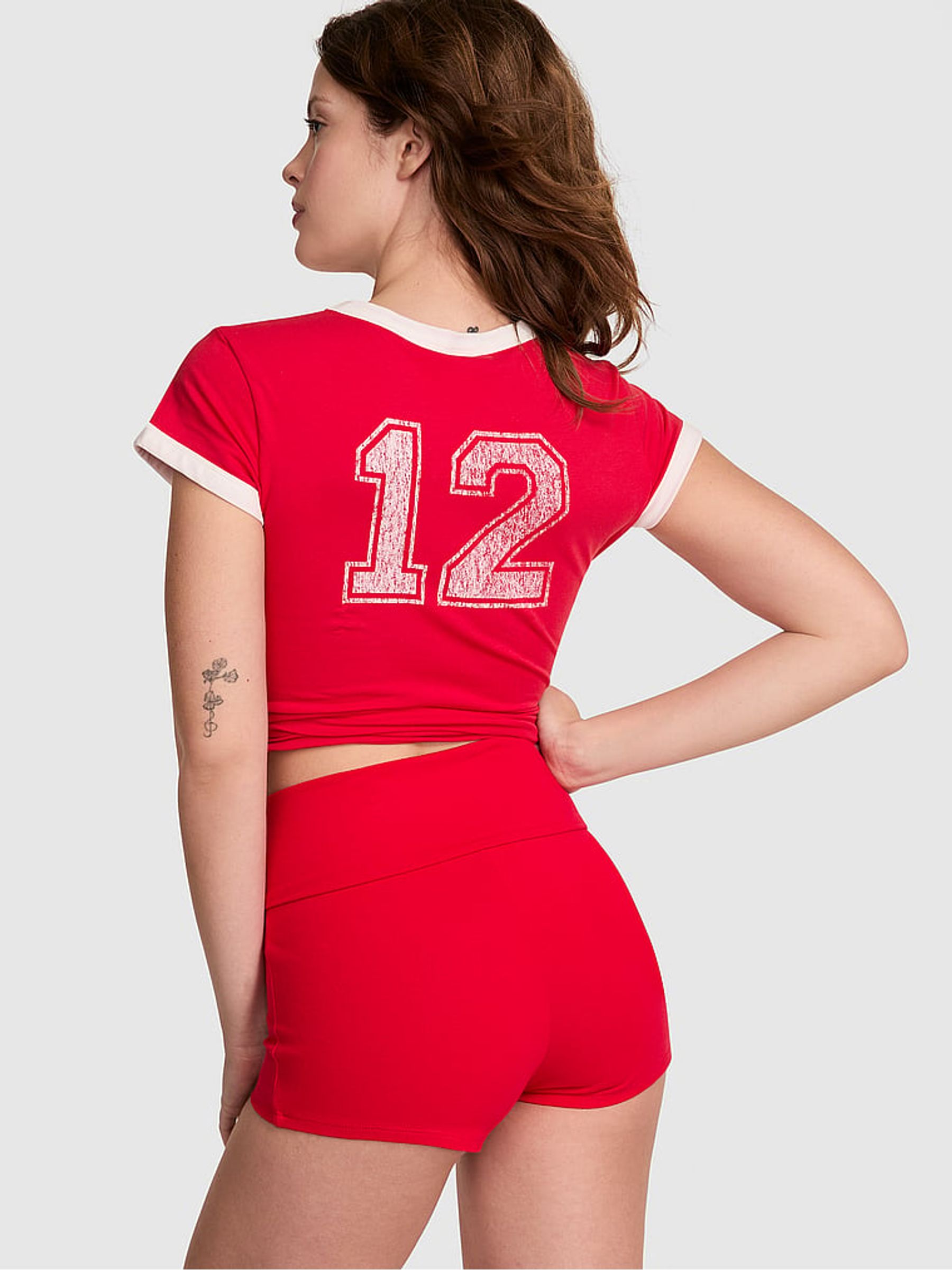 Candy Cane Red Foldover Cotton Short - Image 2 of 3