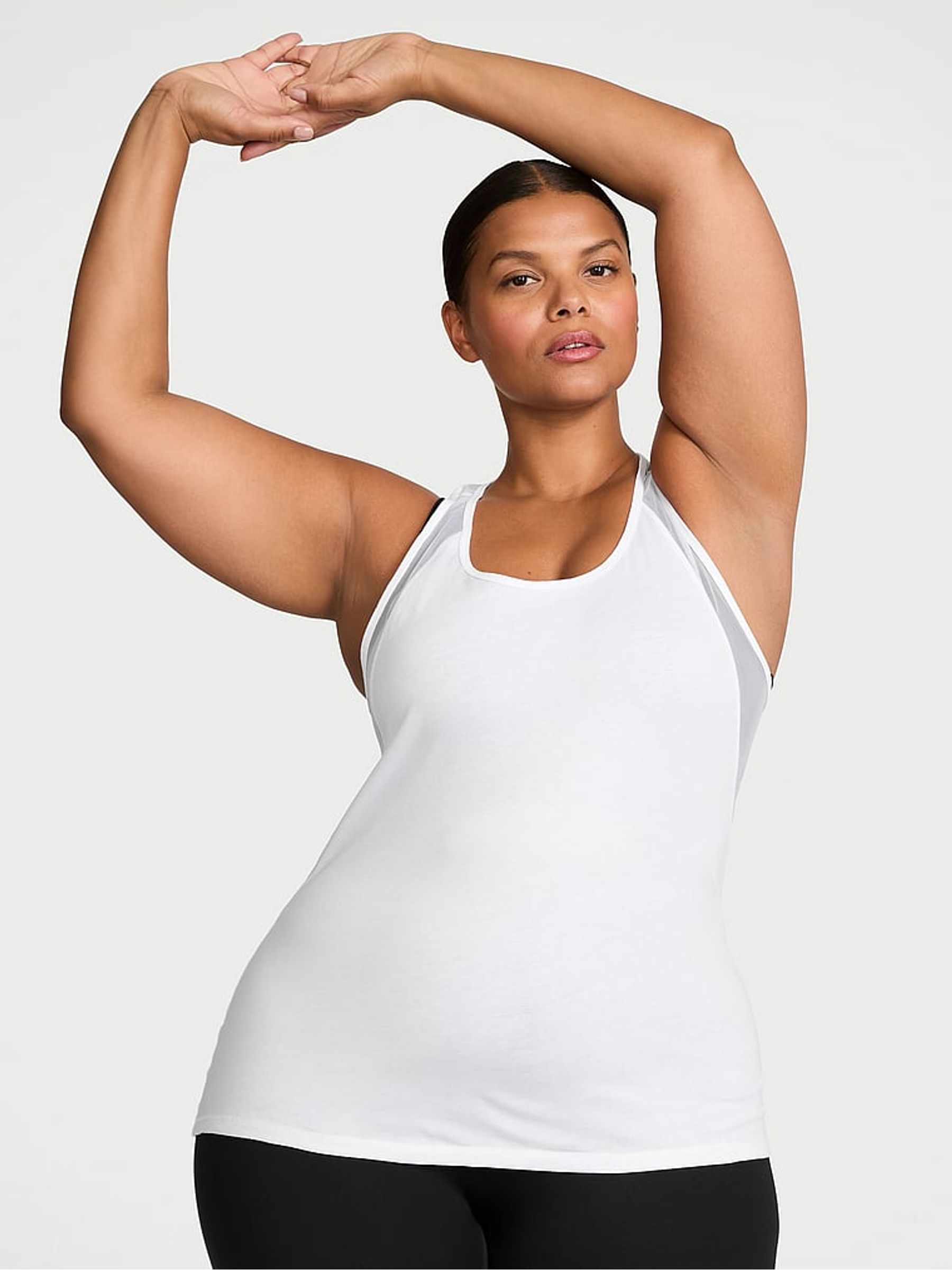 White Racerback Mesh Tank Top - Image 1 of 2