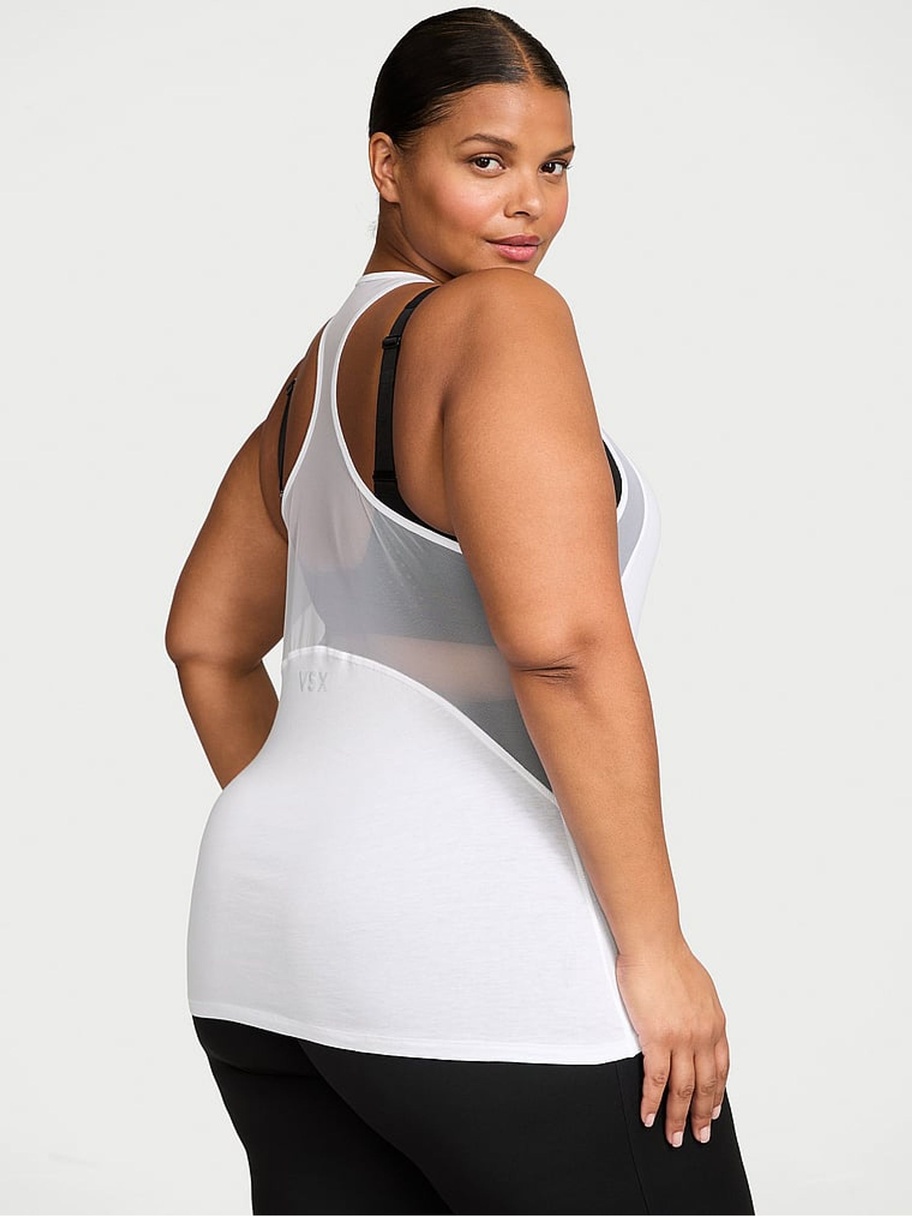 White Racerback Mesh Tank Top - Image 2 of 2