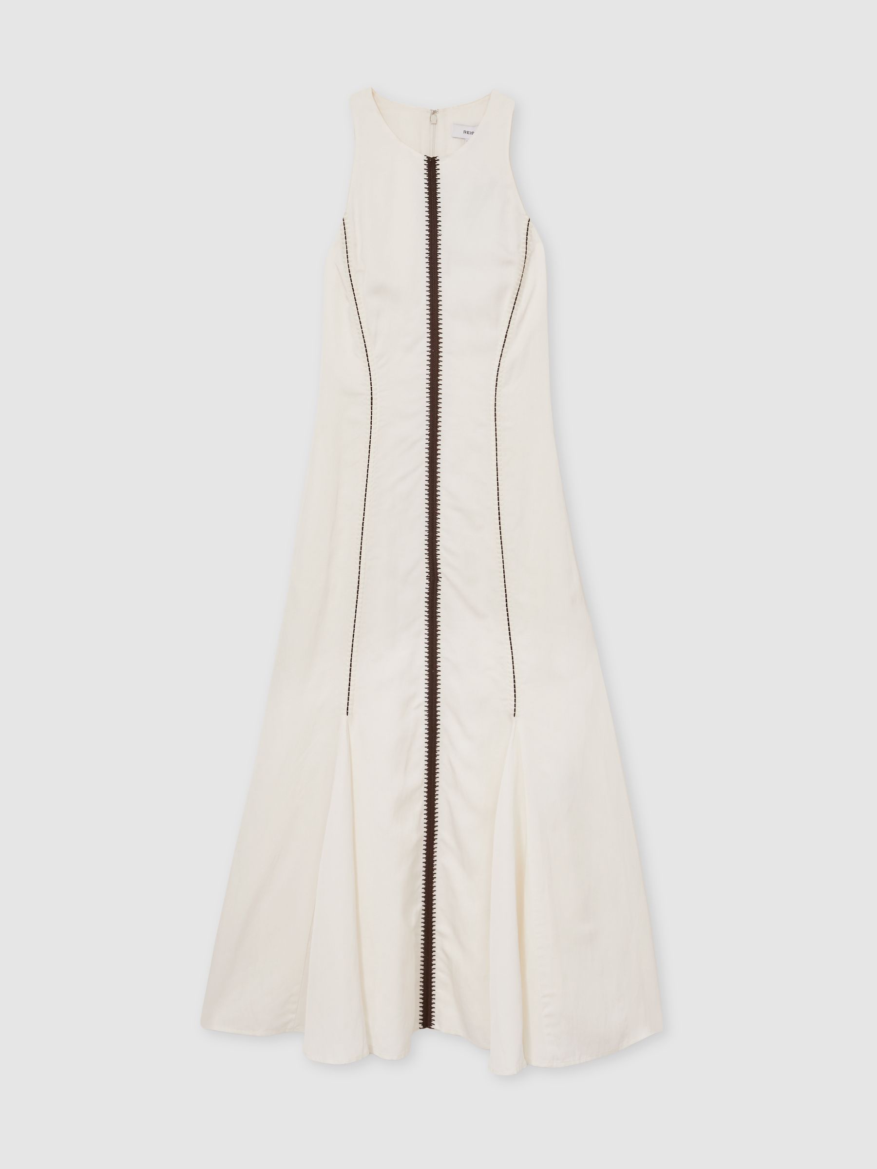 Craft-Stitch Sleeveless Midi Dress in Ivory/Black - Image 2 of 6