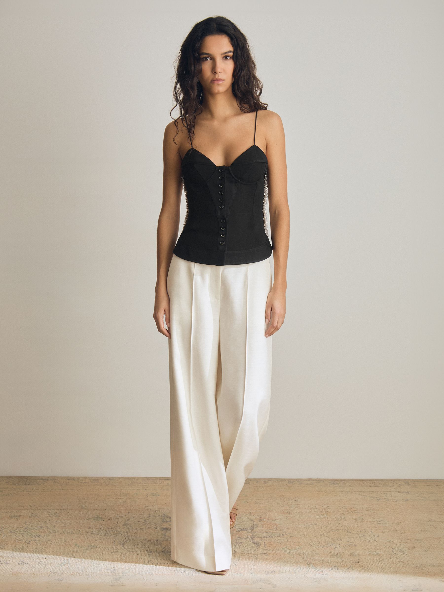 Atelier Wide-Leg Belted Suit Trousers in White - Image 1 of 8