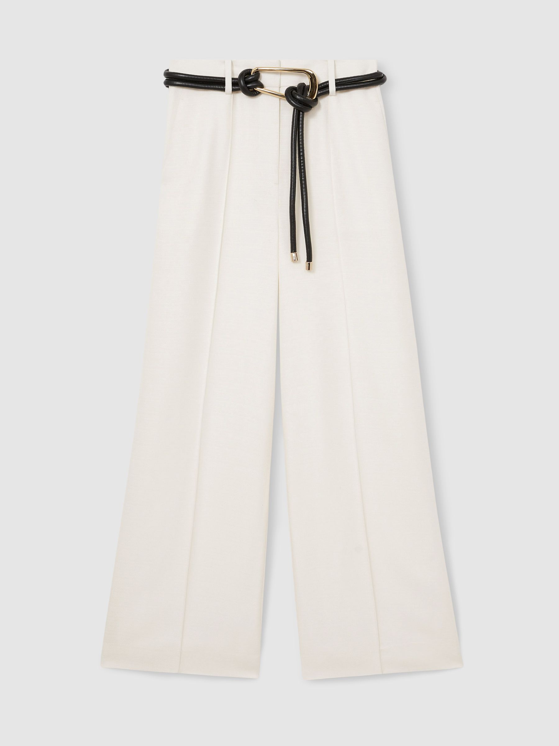 Atelier Wide-Leg Belted Suit Trousers in White - Image 2 of 8