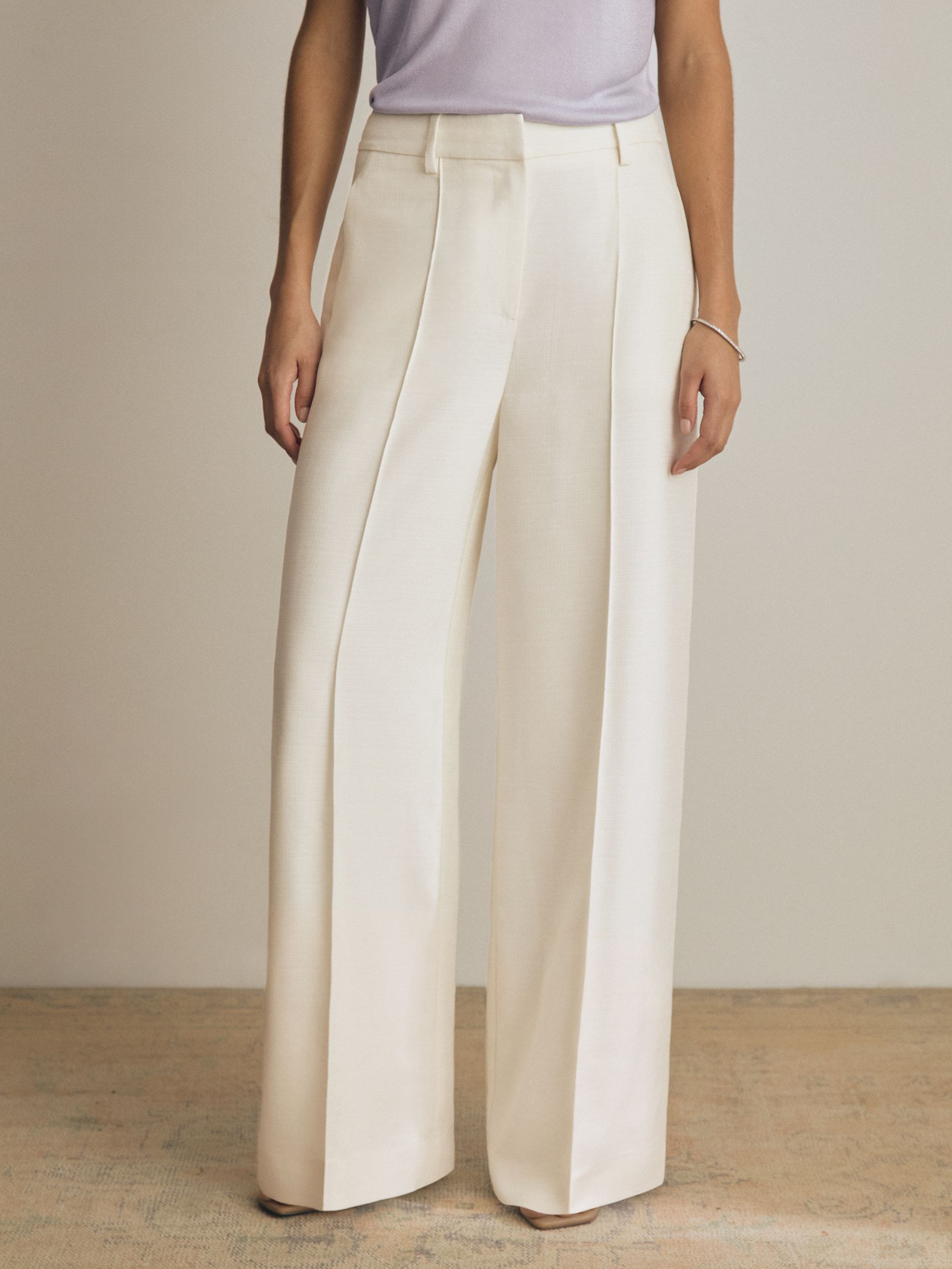 Atelier Wide-Leg Belted Suit Trousers in White - Image 3 of 8