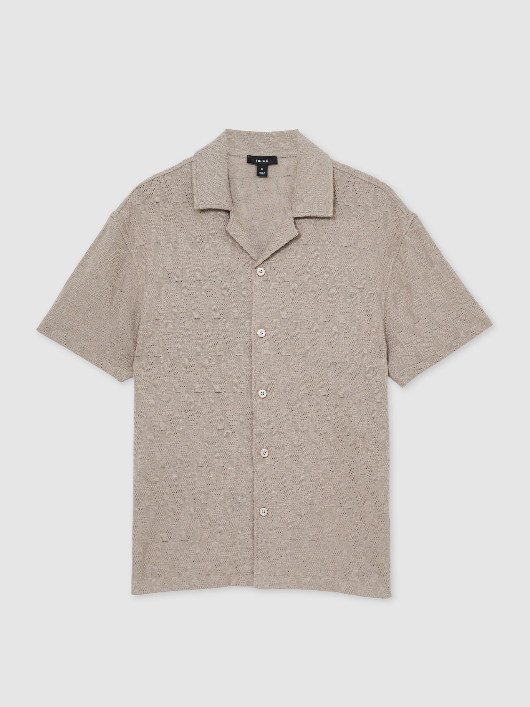 Cotton Textured Cuban-Collar Shirt in Mink Brown - Image 2 of 6