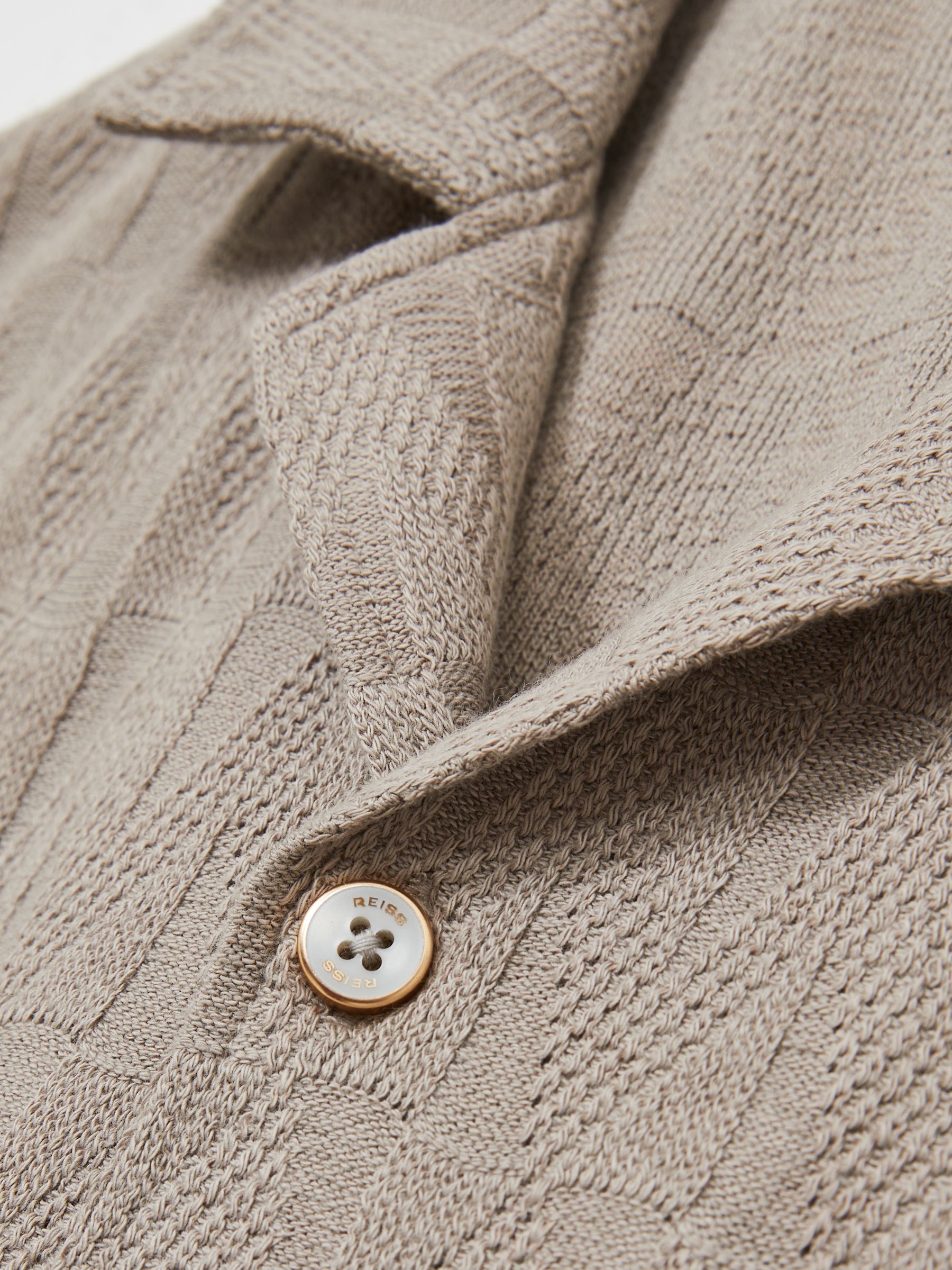 Cotton Textured Cuban-Collar Shirt in Mink Brown - Image 6 of 6