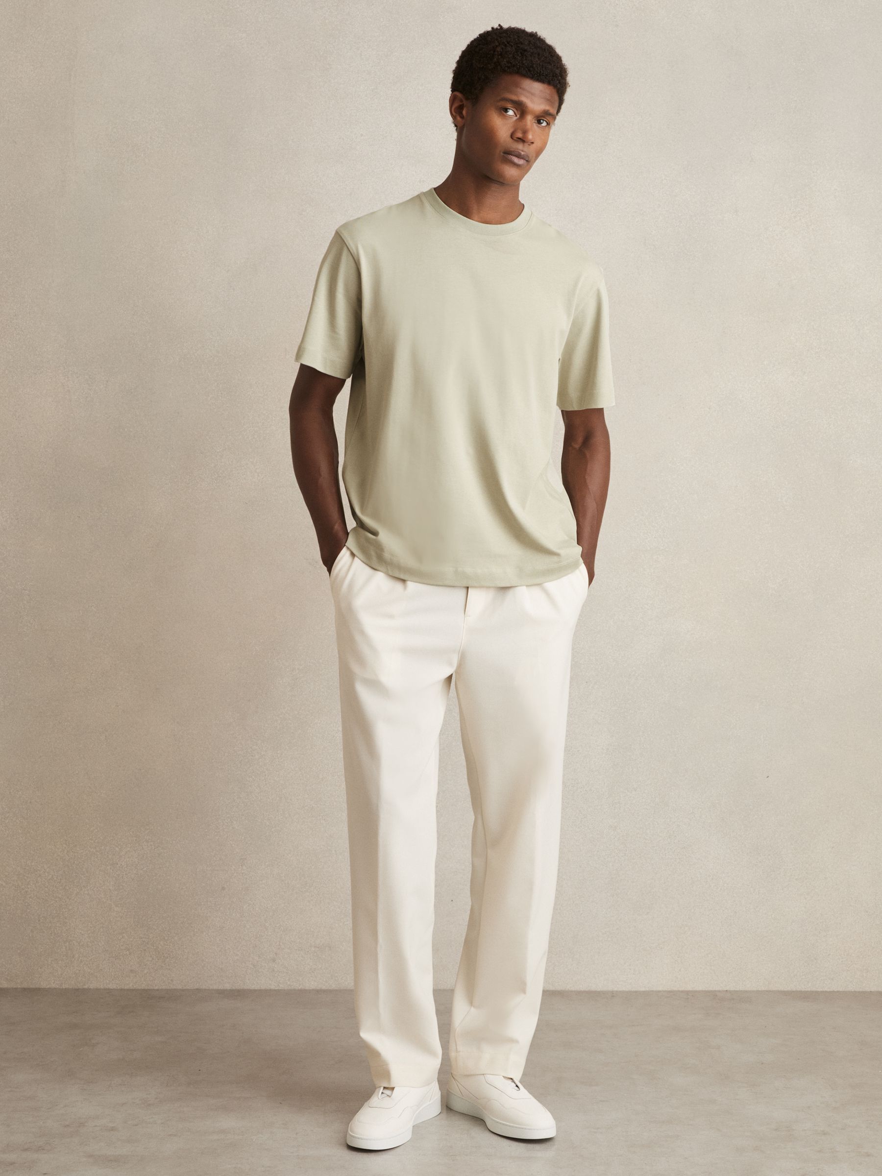 Cotton Garment-Dyed Oversized T-Shirt in Sage Green - Image 3 of 6