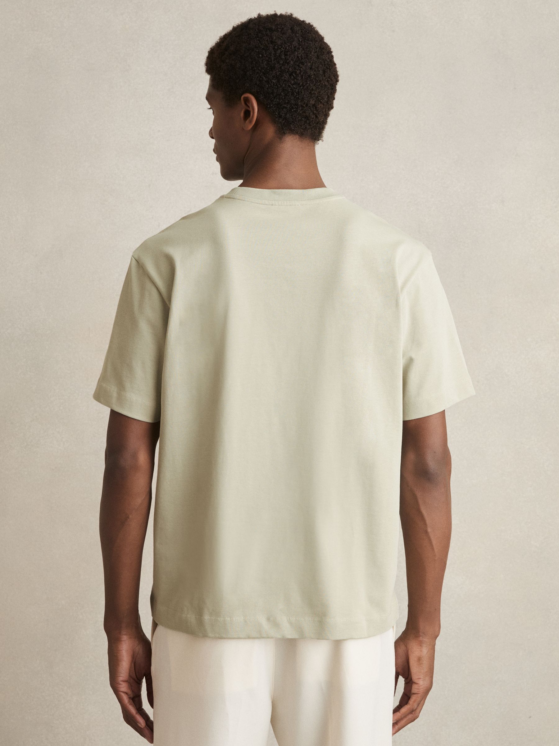 Cotton Garment-Dyed Oversized T-Shirt in Sage Green - Image 5 of 6