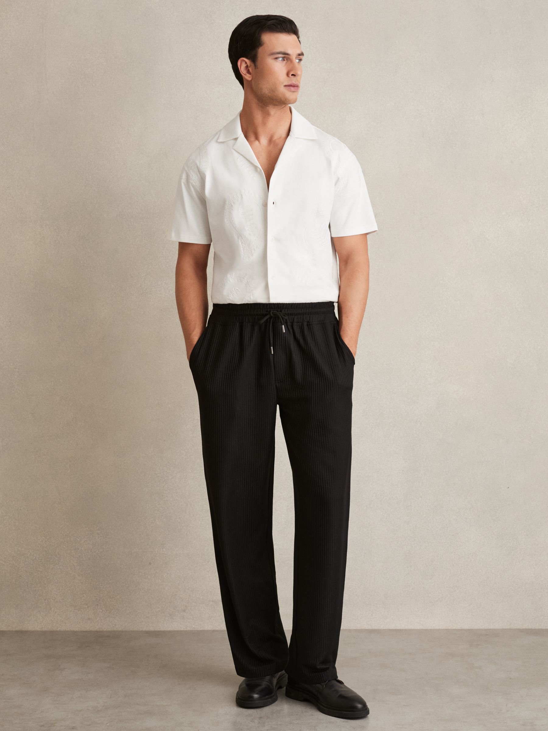 Cotton Paisley-Embroidered Shirt in White - Image 1 of 6