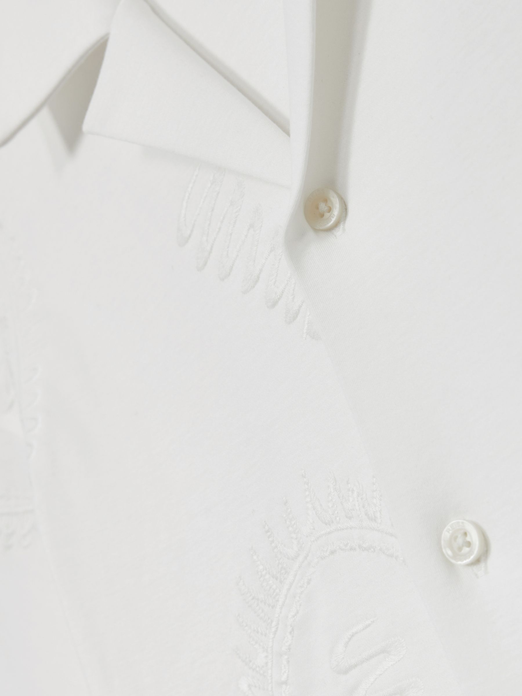 Cotton Paisley-Embroidered Shirt in White - Image 5 of 6