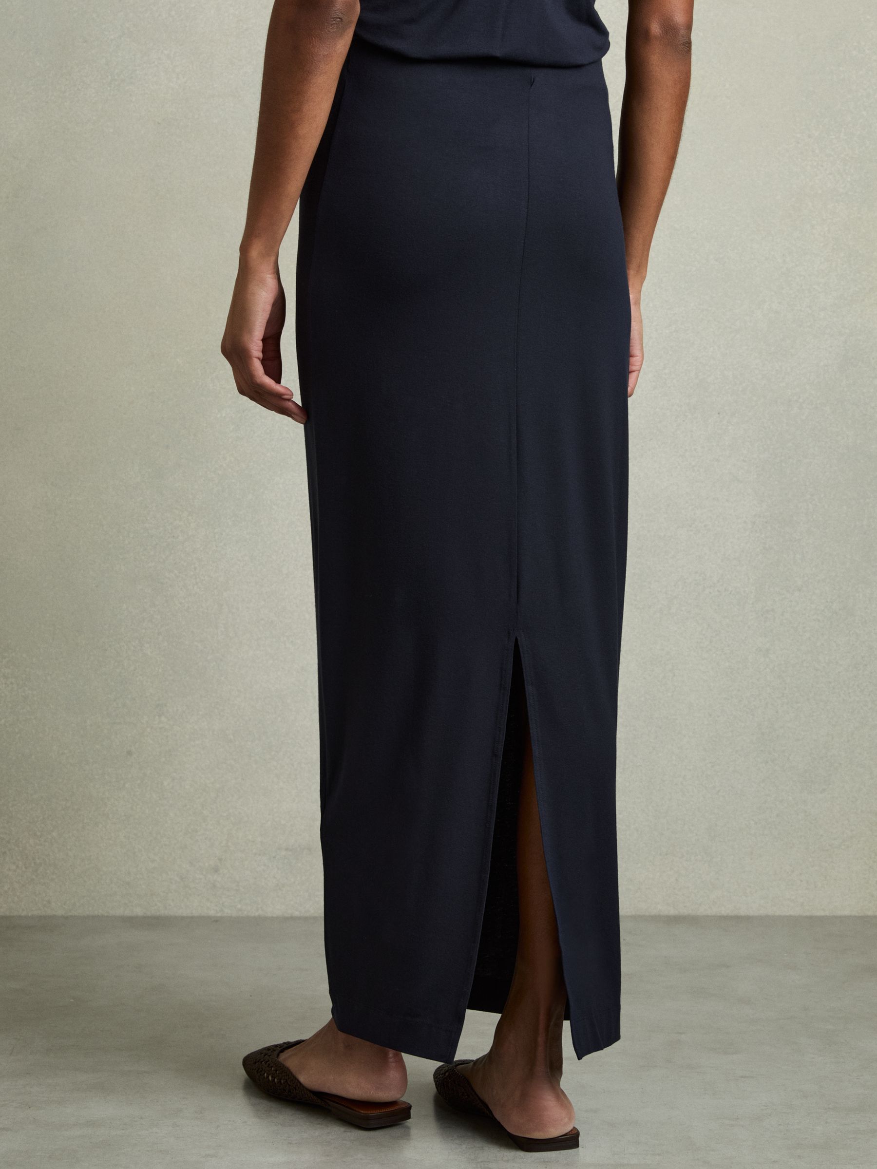 Jersey Straight Maxi Skirt in Navy - Image 4 of 5