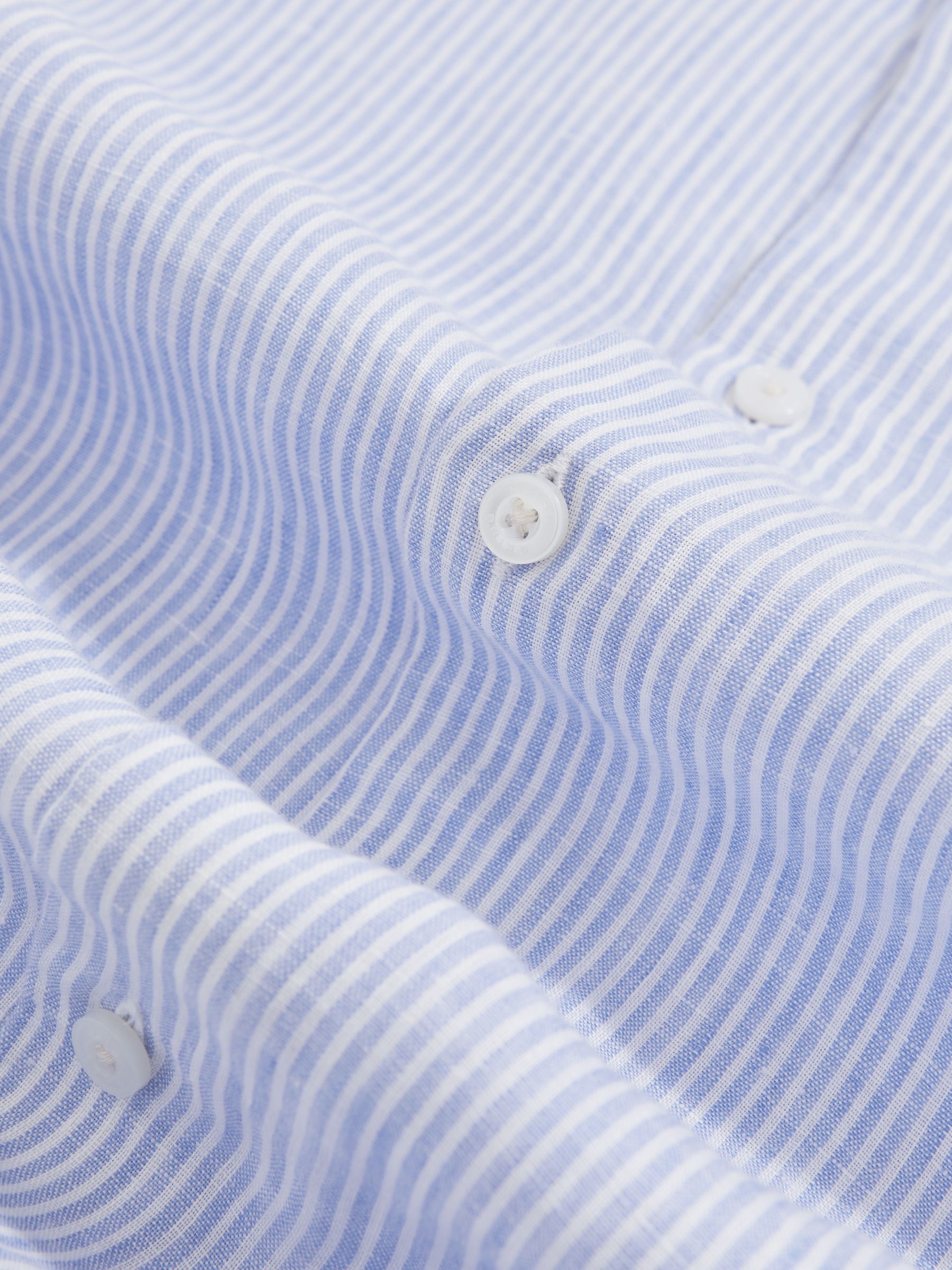 Linen Stripe Long-Sleeve Shirt in Soft Blue/White Fine Stripe - image 5