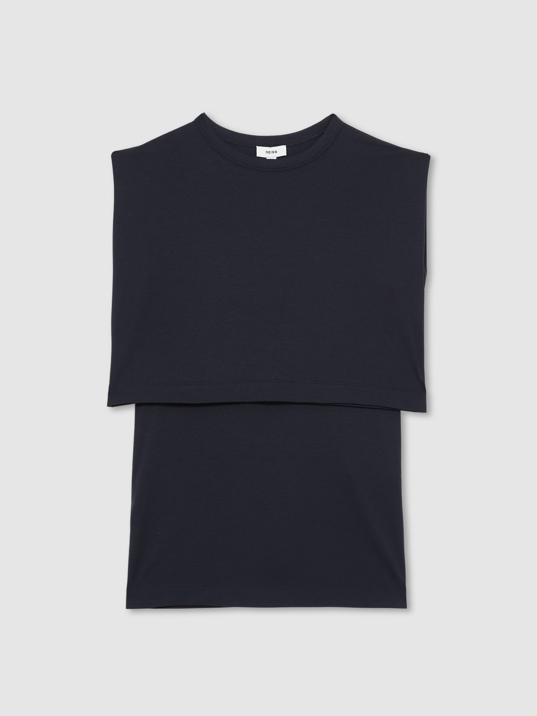 Double-Layer Sleeveless Top in Navy - Image 2 of 6
