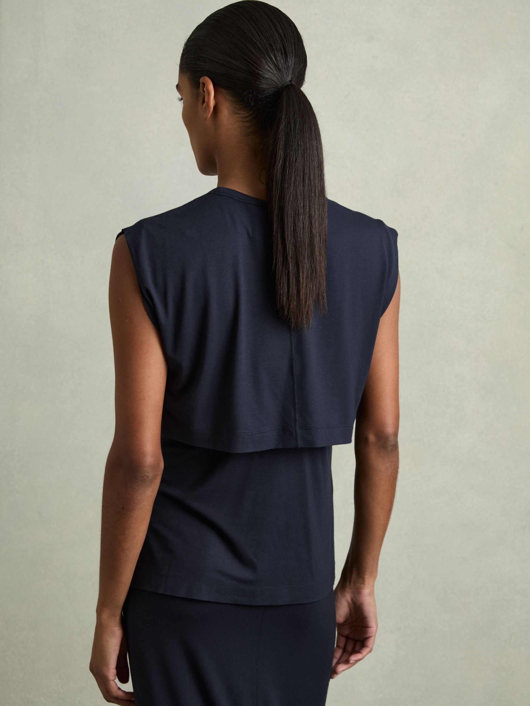 Double-Layer Sleeveless Top in Navy - Image 5 of 6