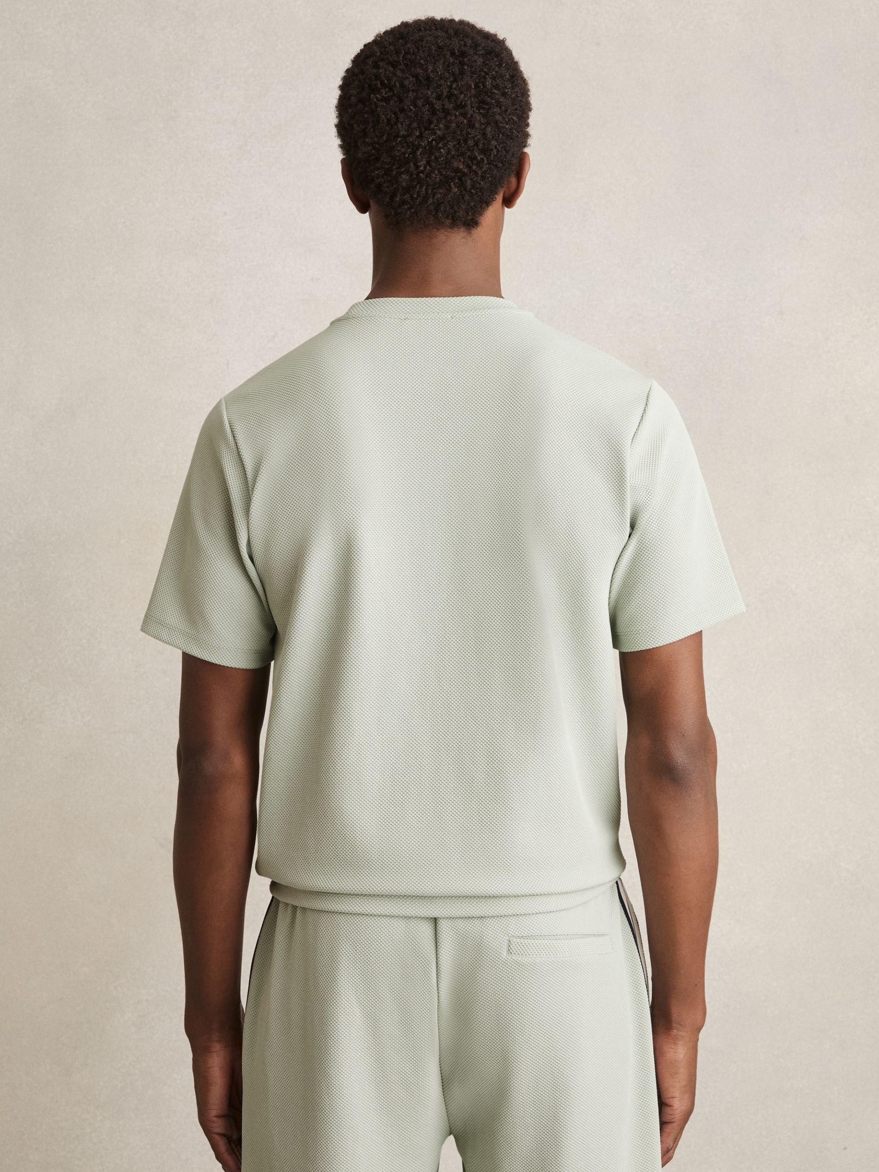 Textured Crew-Neck T-Shirt in Sage Green - Image 5 of 6