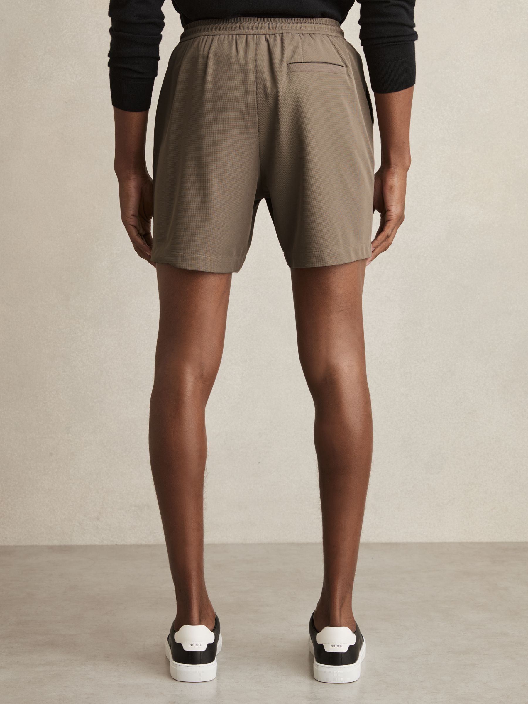 Textured Drawstring Shorts in Mocha Brown - Image 5 of 6