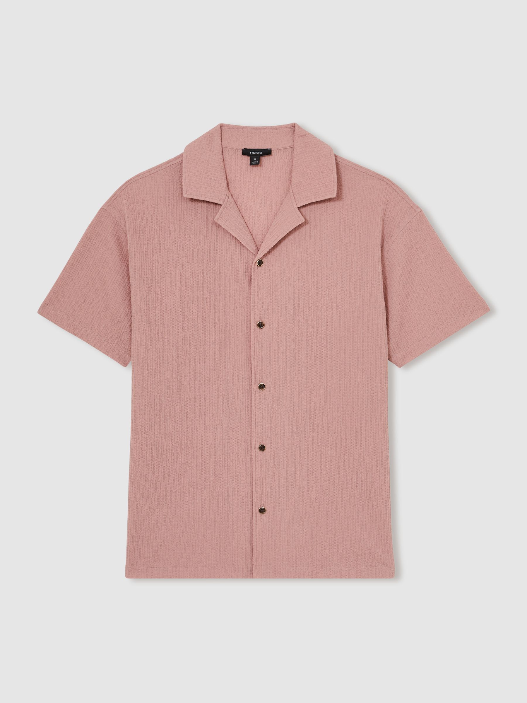 Textured Cuban Collar Shirt in Dark Rose Pink - Image 2 of 5