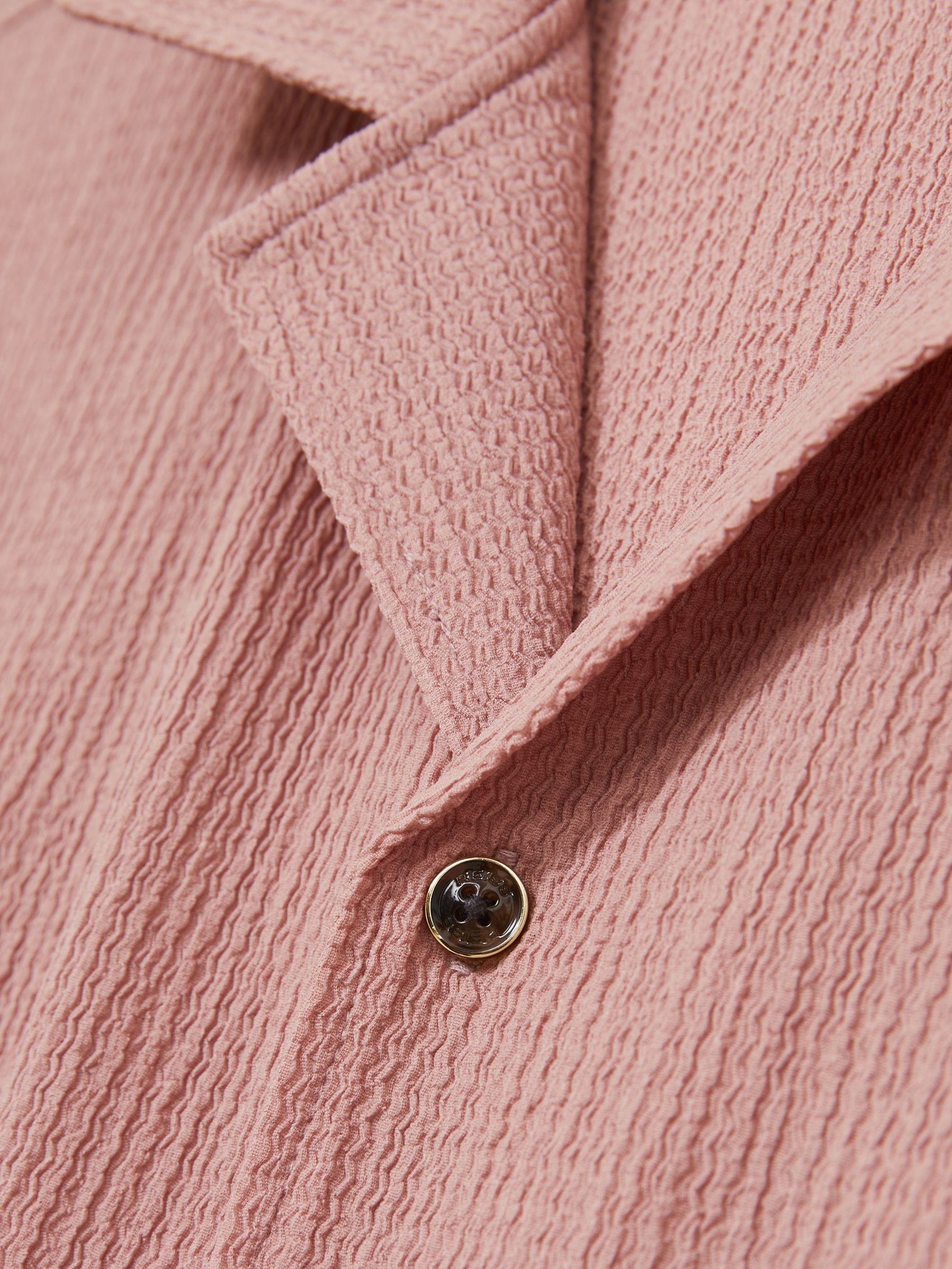 Textured Cuban Collar Shirt in Dark Rose Pink - Image 5 of 5