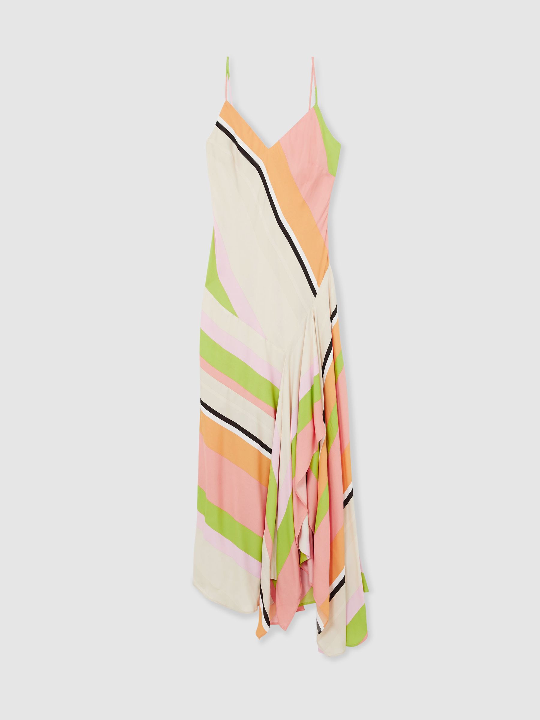 Stripe-Print Handkerchief Maxi Dress in Pink/Green - Image 2 of 5