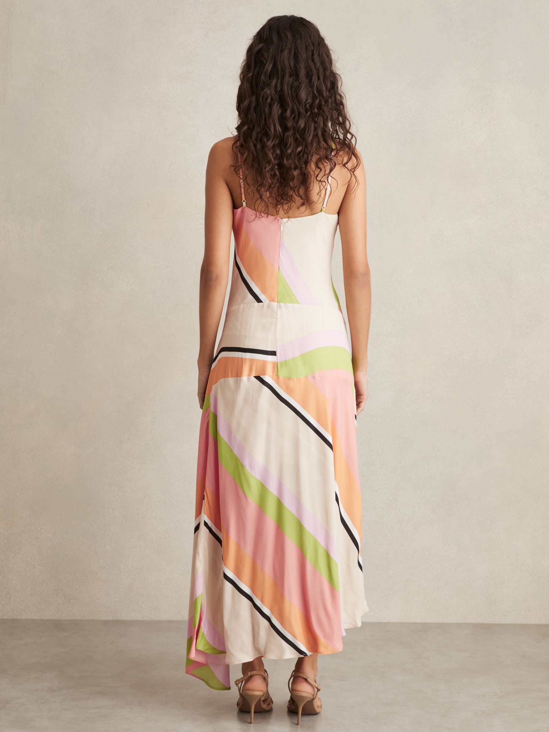 Stripe-Print Handkerchief Maxi Dress in Pink/Green - Image 4 of 5