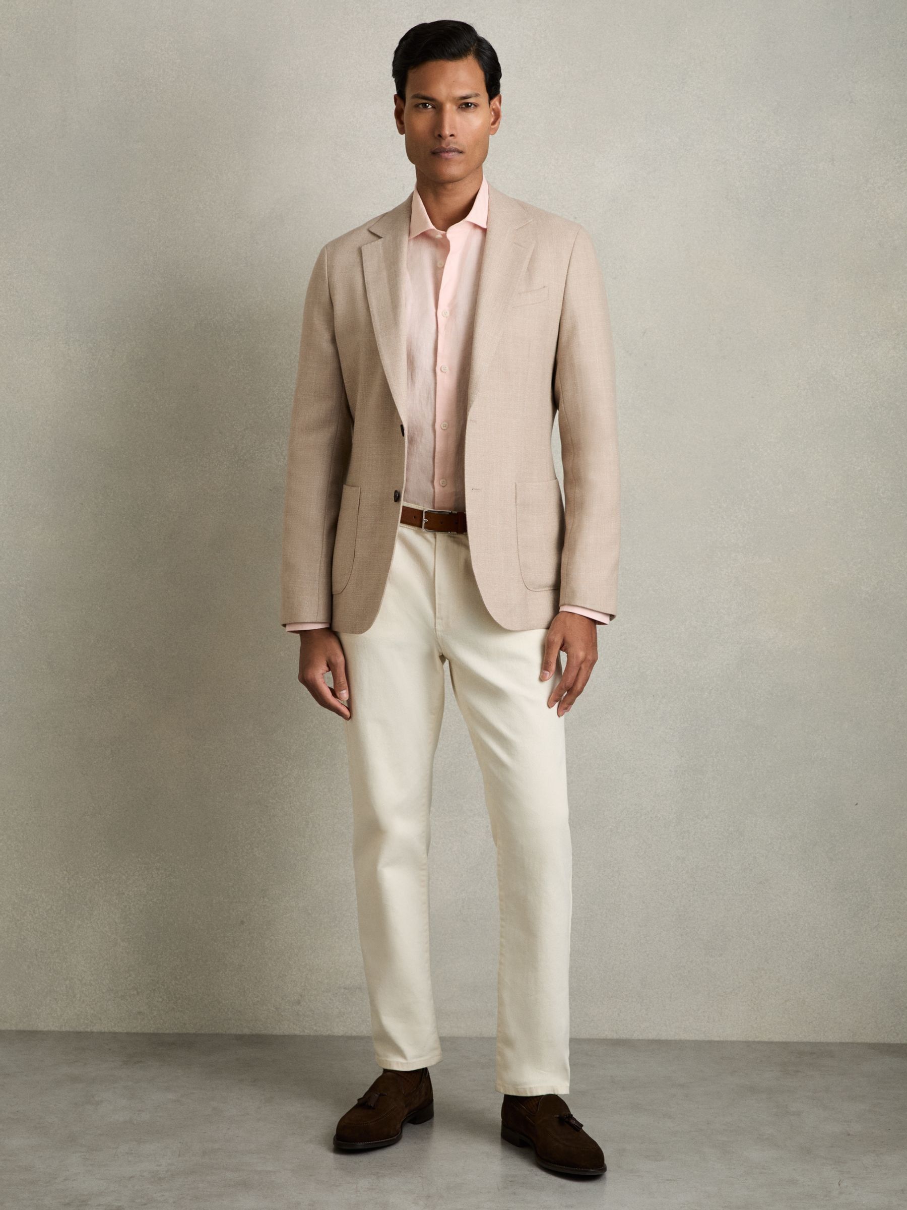 Linen Button-Through Shirt in Prep Pink - Image 3 of 6