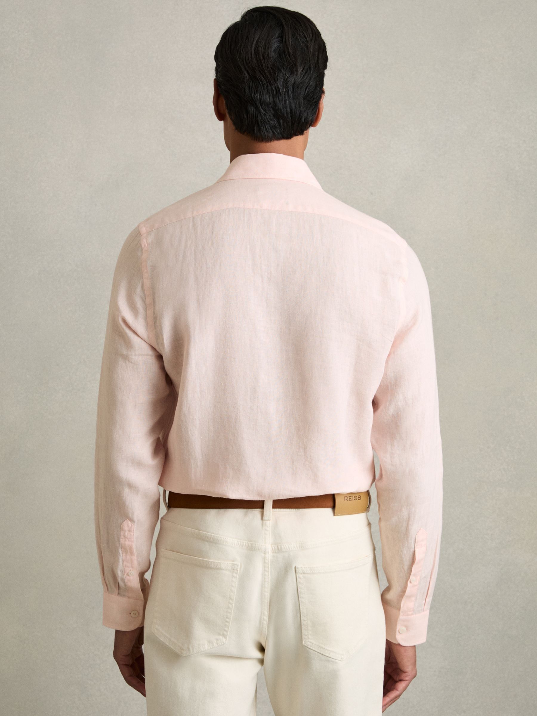 Linen Button-Through Shirt in Prep Pink - Image 5 of 6