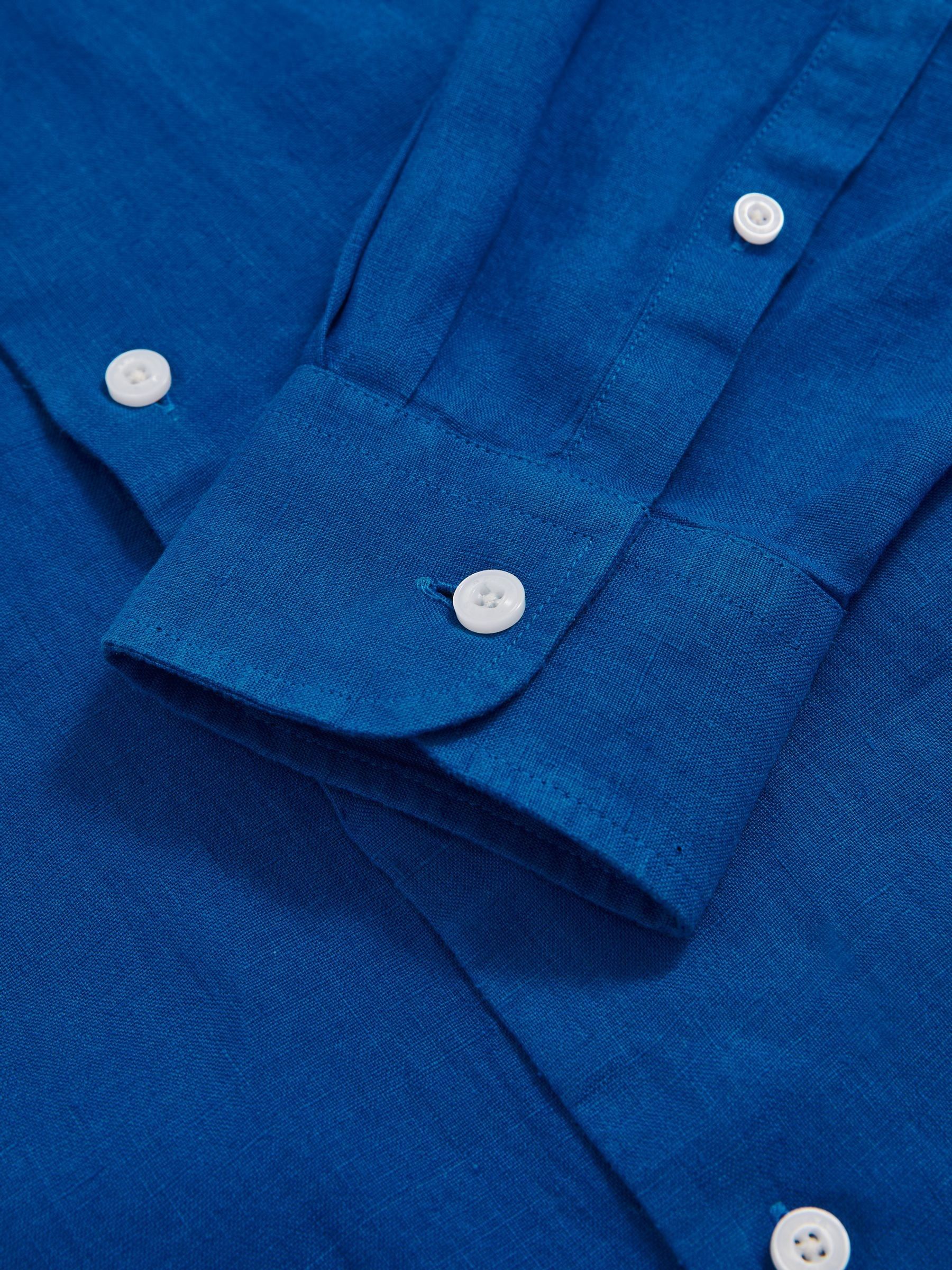 Reiss Linen Button-Through Shirt in Bright Blue | REISS