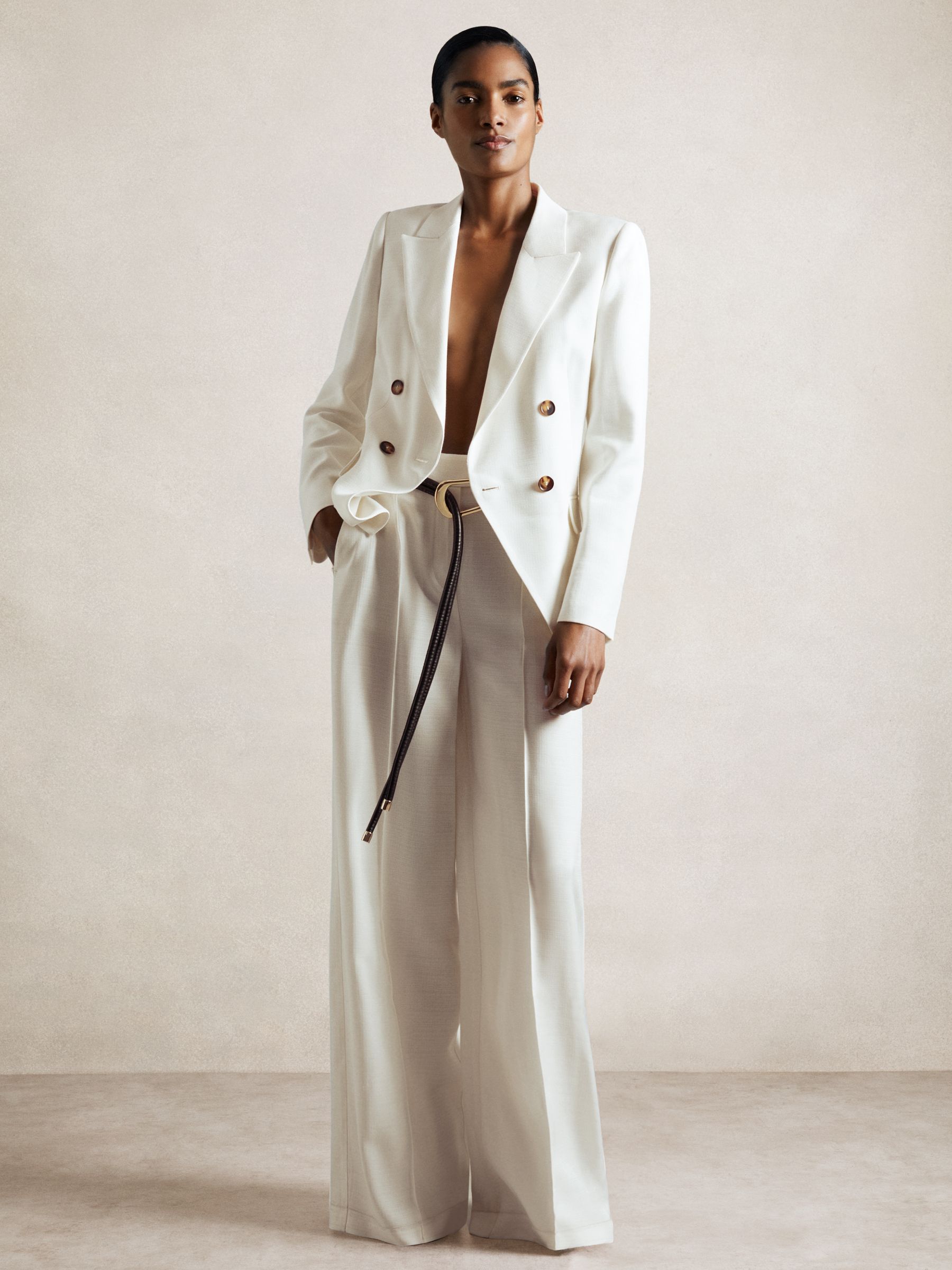 Atelier Double-Breasted Suit Blazer in White - Image 1 of 7