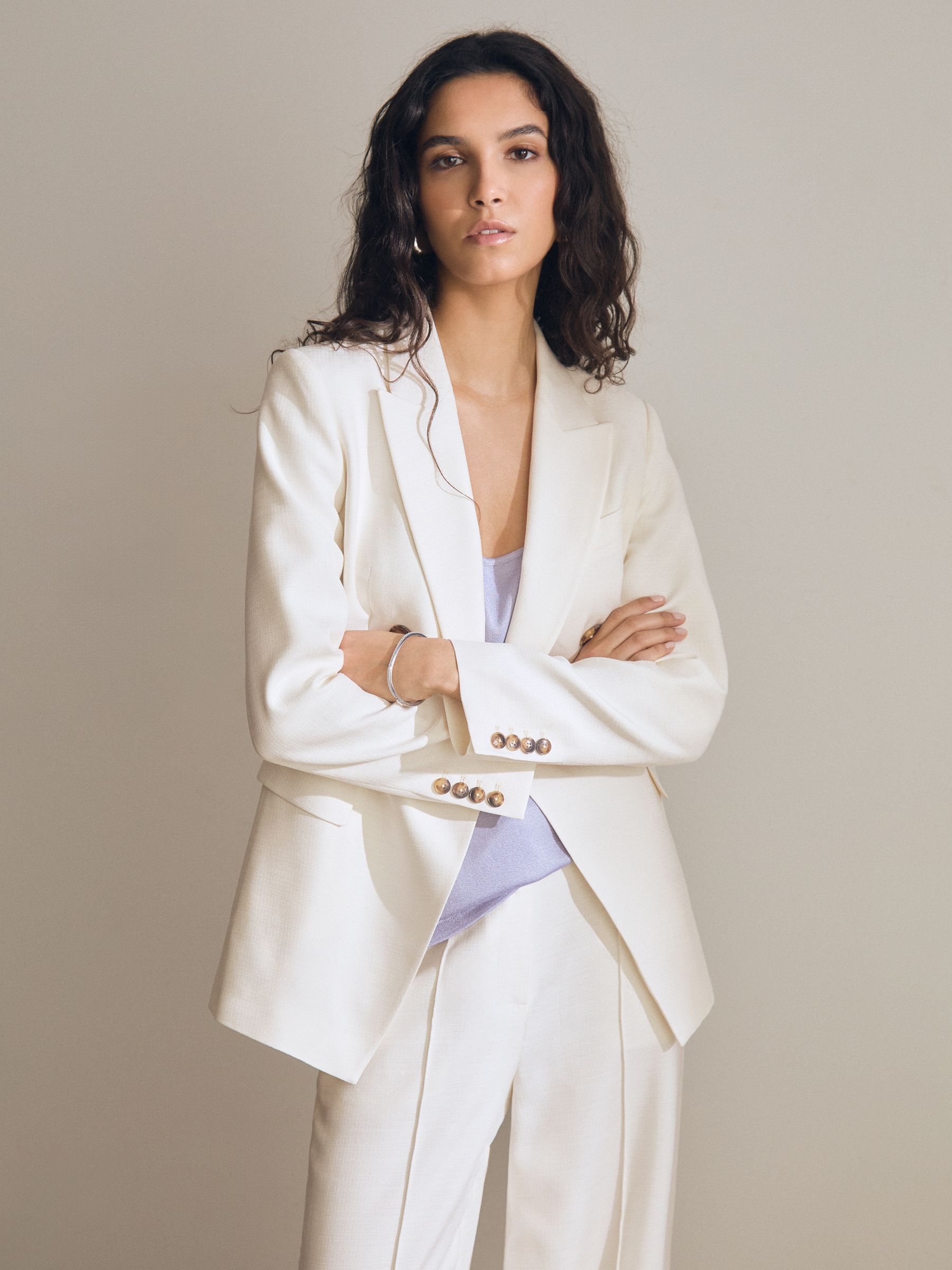 Atelier Double-Breasted Suit Blazer in White - Image 3 of 7