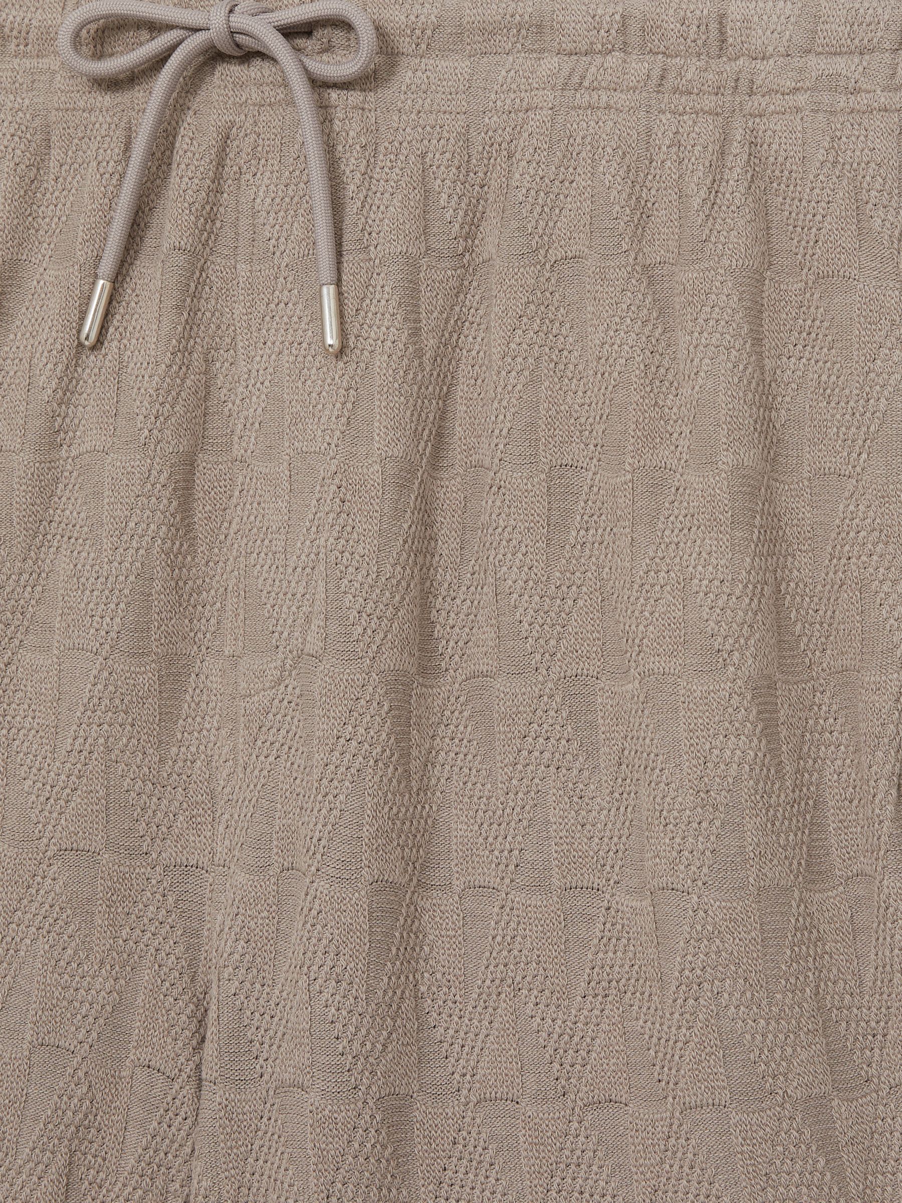 Cotton Textured Drawstring Shorts in Mink Brown - image 5